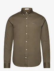 GANT - SLIM PINPOINT OXFORD SHIRT - oksfordo marškiniai - juniper green - 0