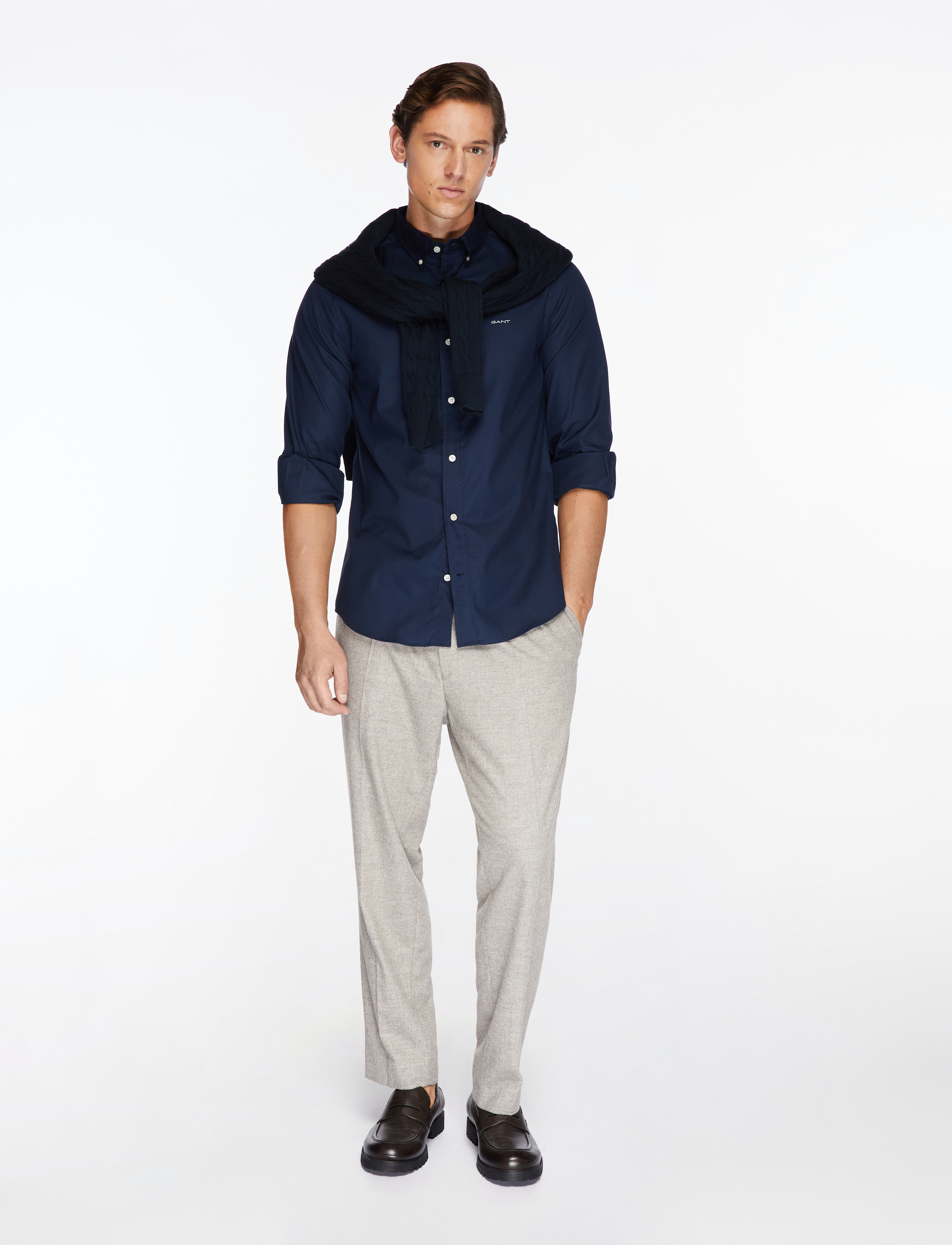 Gant - SLIM PINPOINT OXFORD SHIRT - oxford skjorter - marine - 2