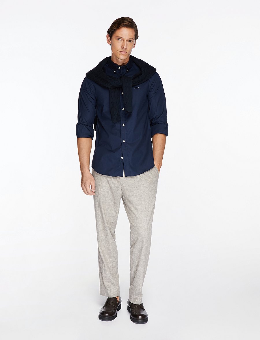 Gant - SLIM PINPOINT OXFORD SHIRT - oxford skjorter - marine - 2