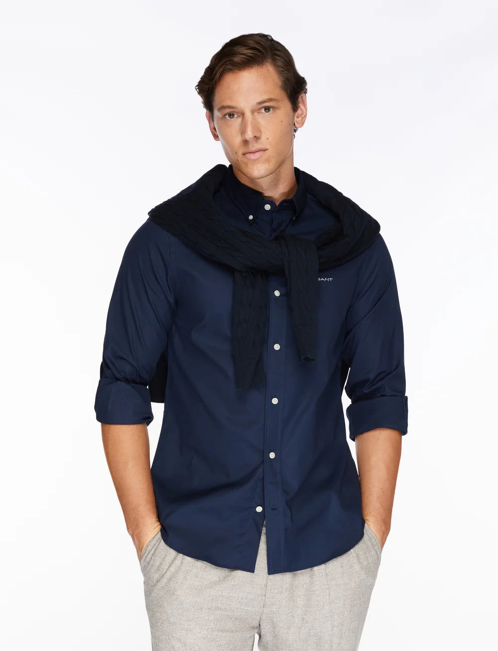 GANT - SLIM PINPOINT OXFORD SHIRT - basic-hemden - marine - 0