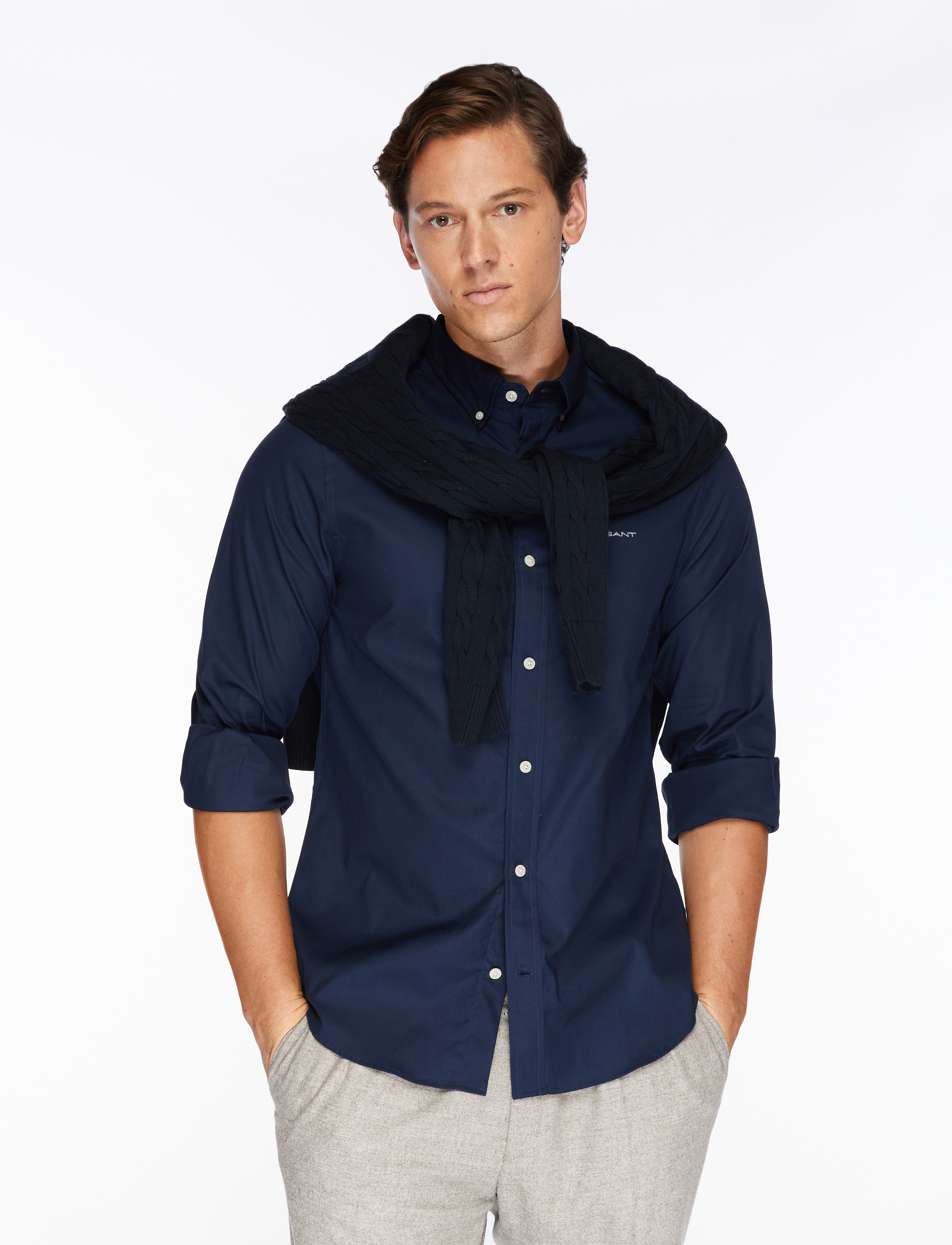 Gant SLIM PINPOINT OXFORD SHIRT - Skjorter - MARINE / navy