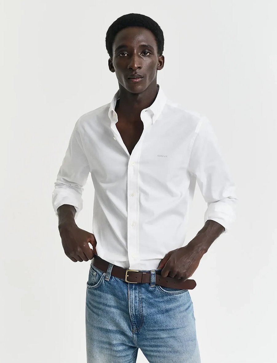 Gant - SLIM PINPOINT OXFORD SHIRT - oxford skjorter - white - 0