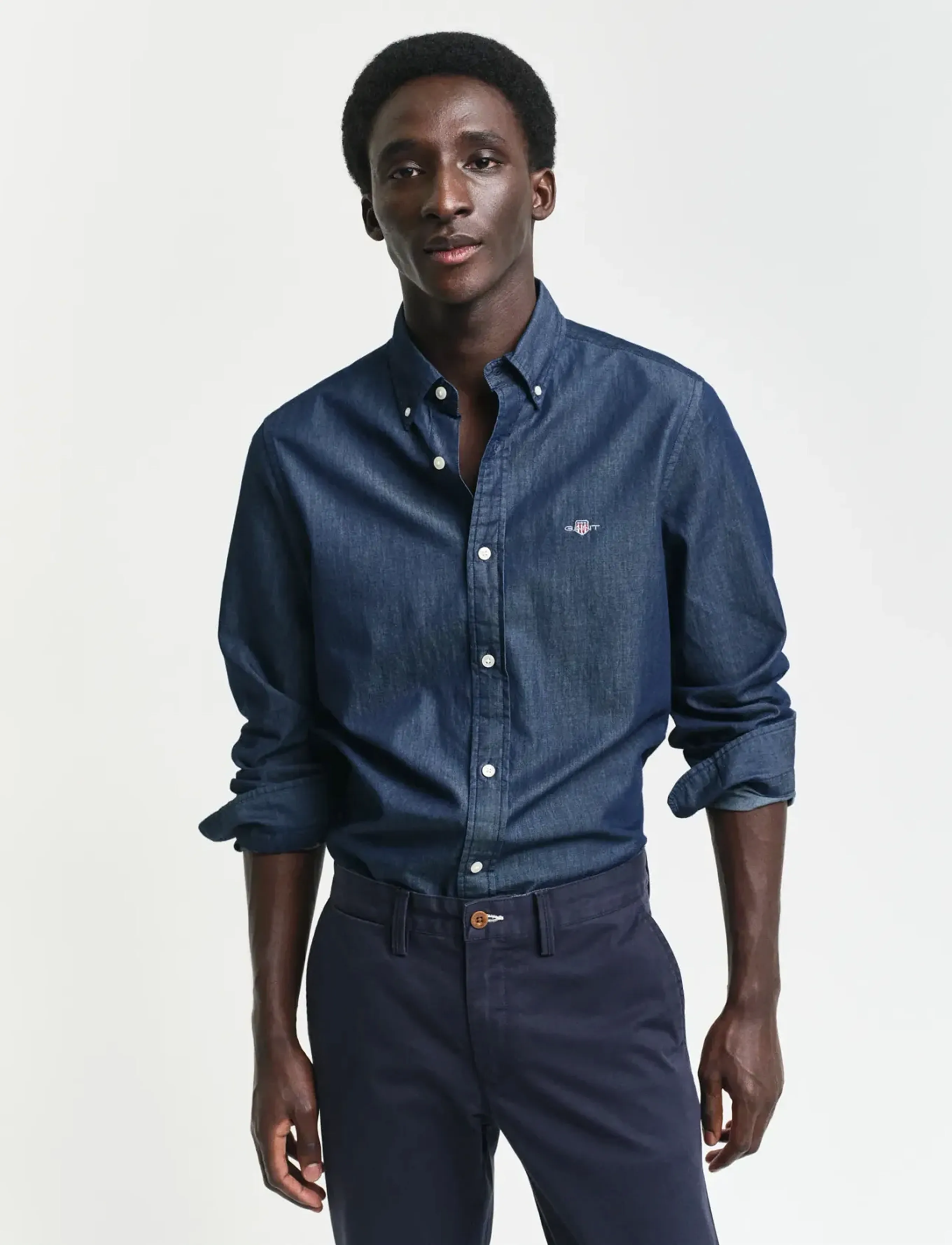Gant - SLIM INDIGO BD - denimskjorter - dark indigo - 0