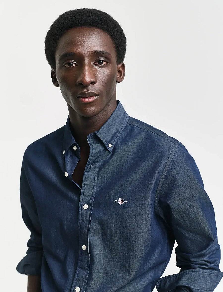 Gant - SLIM INDIGO BD - denimskjorter - dark indigo - 4