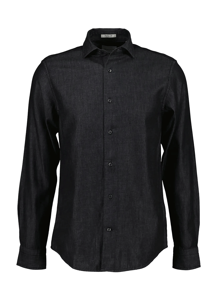 Gant - REG INDIGO TWILL SHIRT - vabaajasärgid - black worn in - 0
