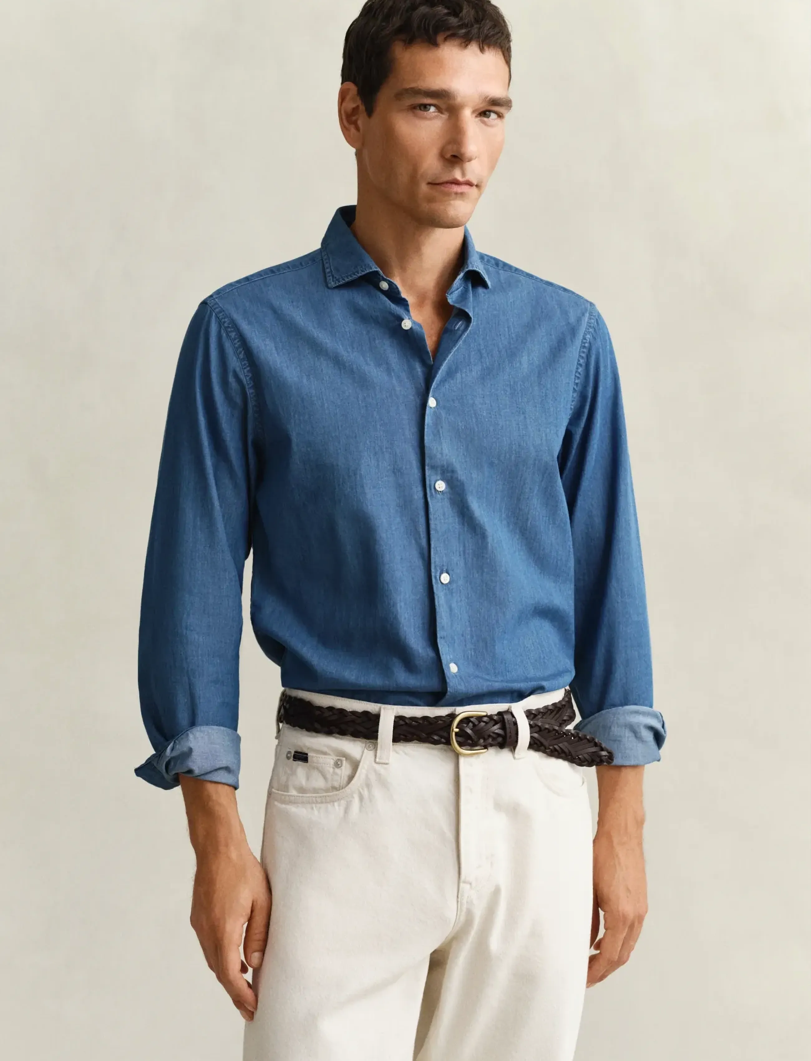 GANT REG INDIGO TWILL SHIRT - Kläder - SEMI LIGHT BLUE / blue
