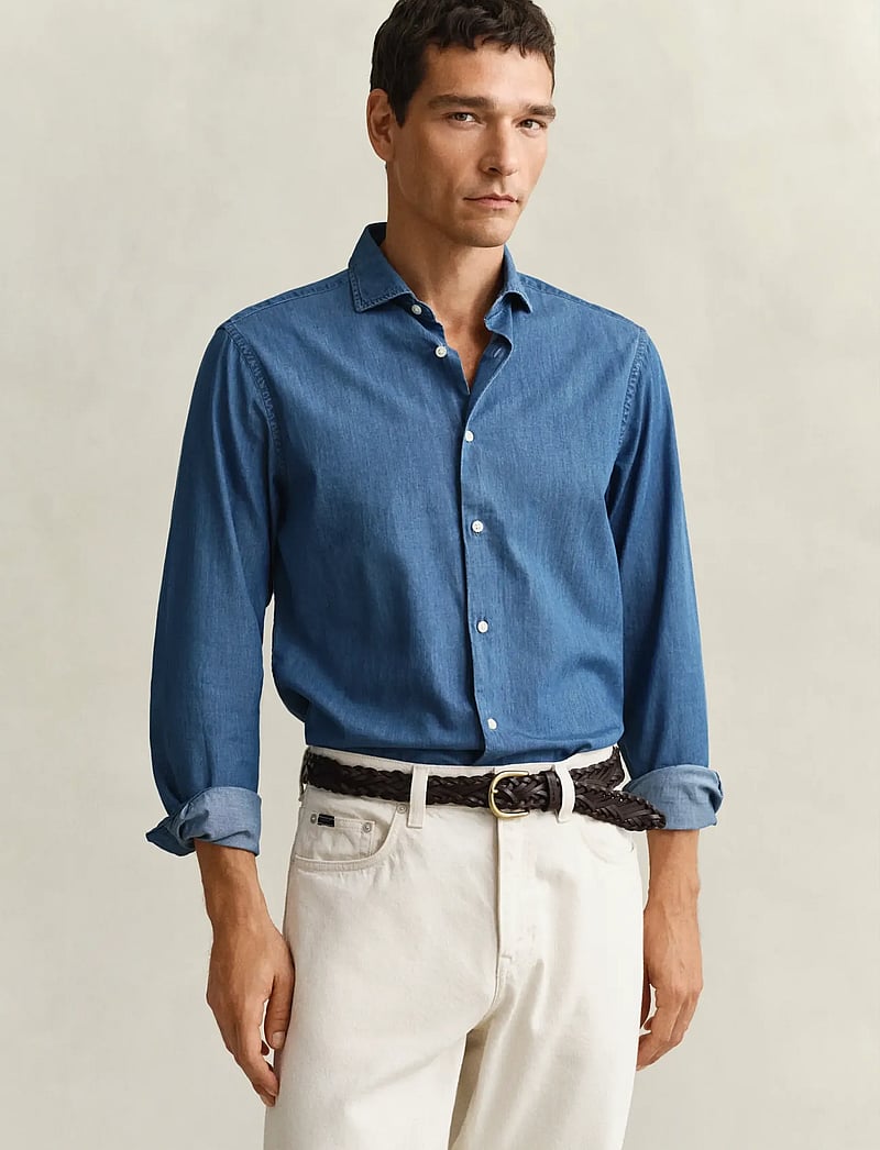 GANT - REG INDIGO TWILL SHIRT - jeanshemden - semi light blue - 0