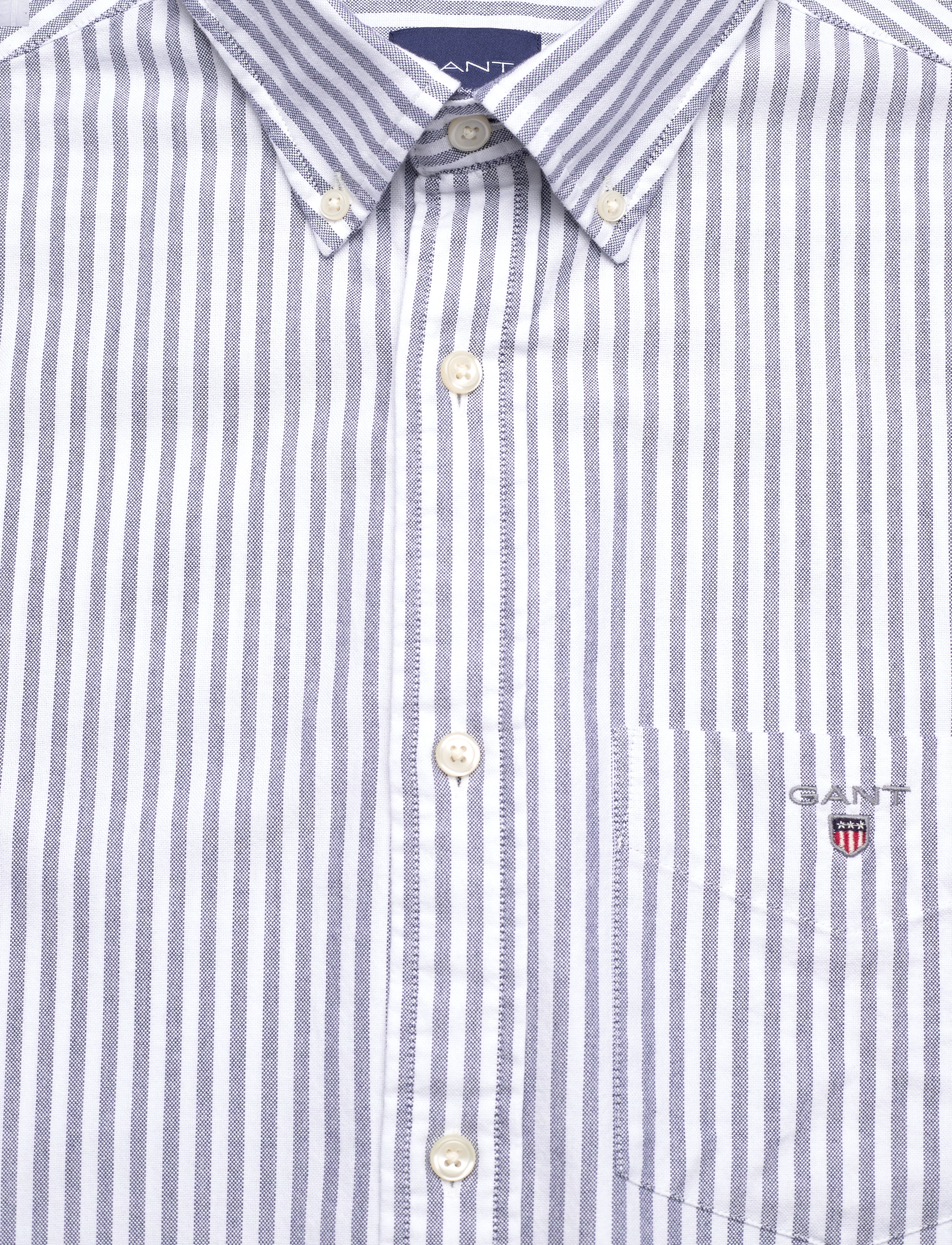 Gant - REG OXF STRIPE O.SHIELD SS SHIRT - oxford skjorter - evening blue - 3