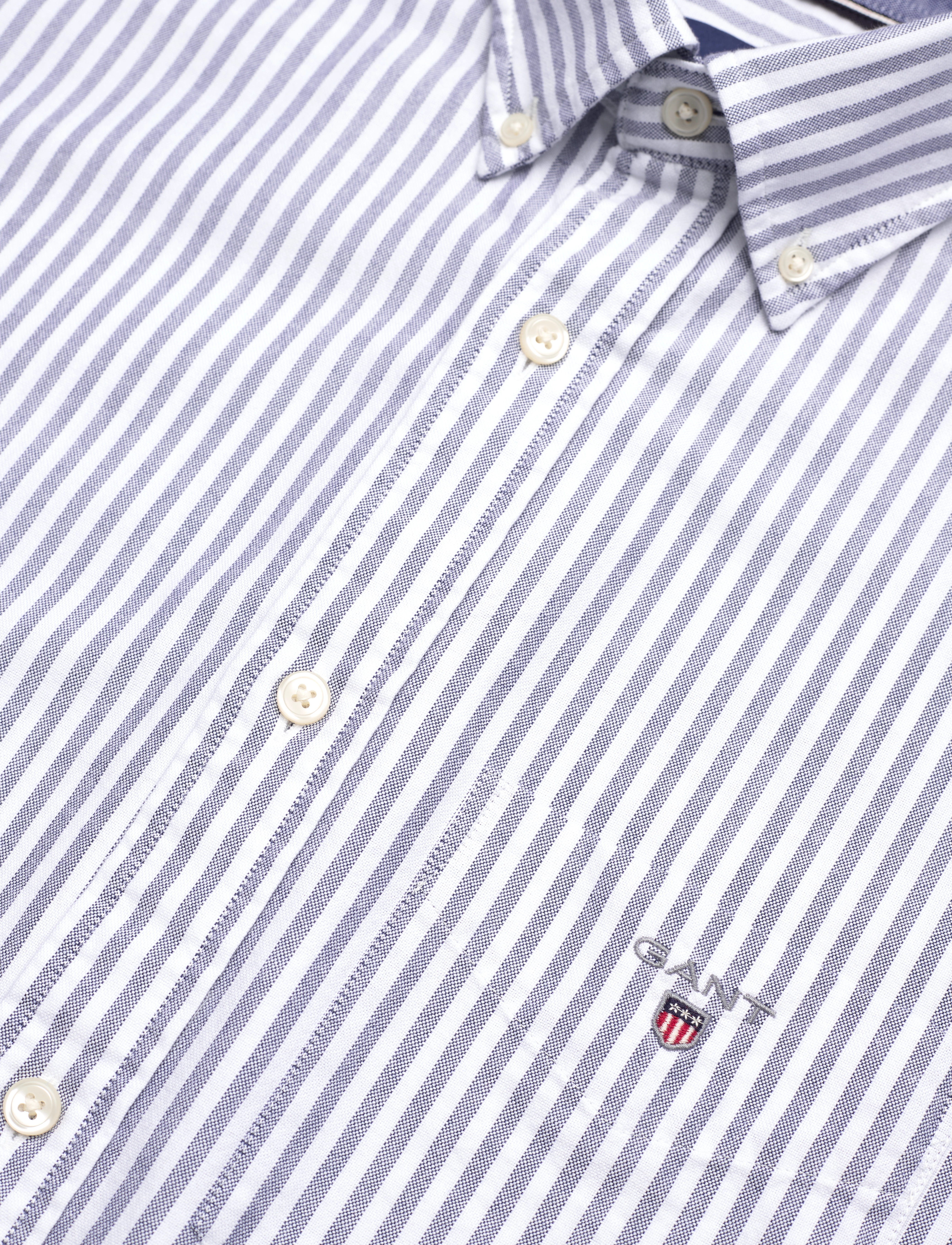 Gant - REG OXF STRIPE O.SHIELD SS SHIRT - oxford skjorter - evening blue - 2