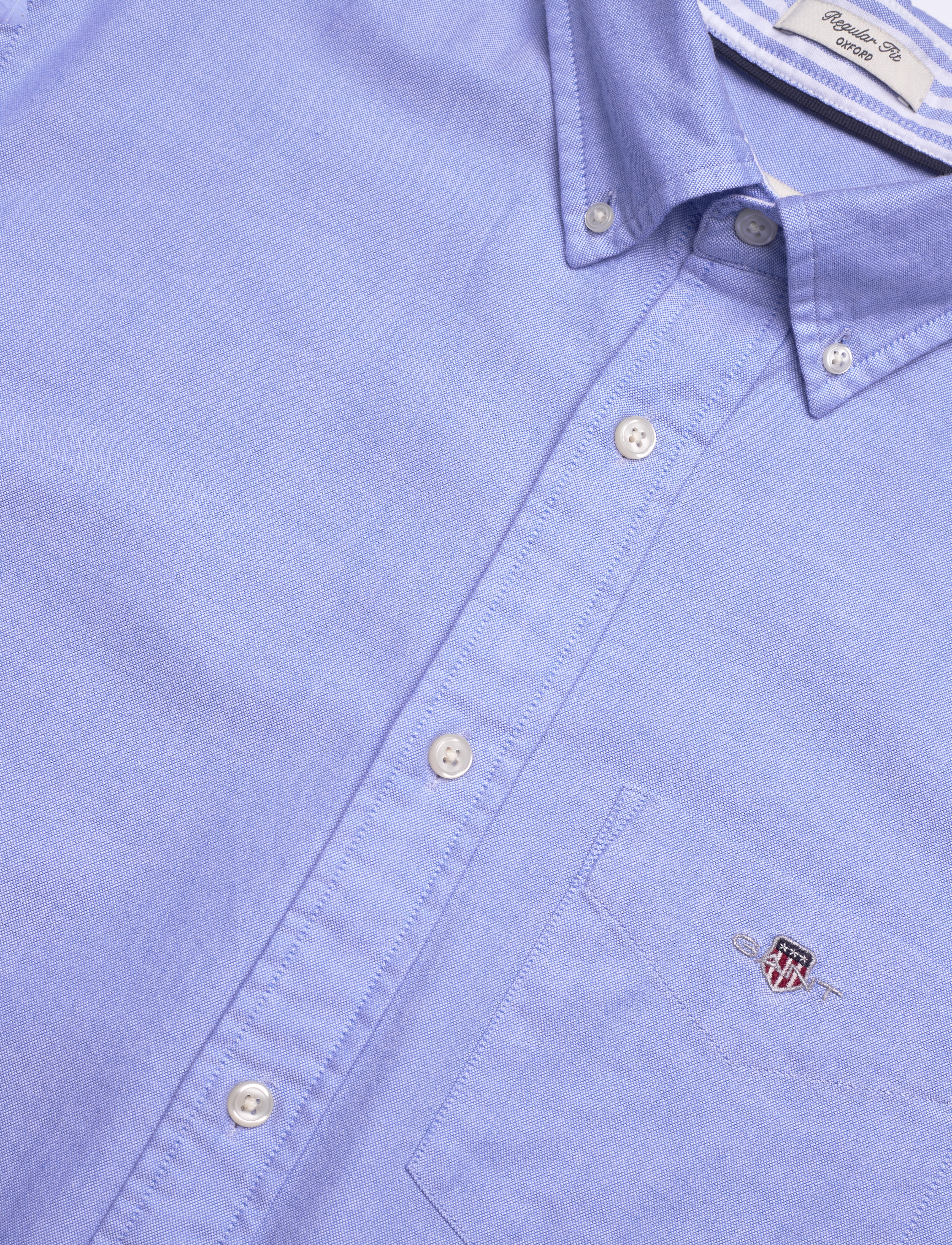 GANT - O1. HEATHER OXFORD CHECK REG BD - capri blue - 3