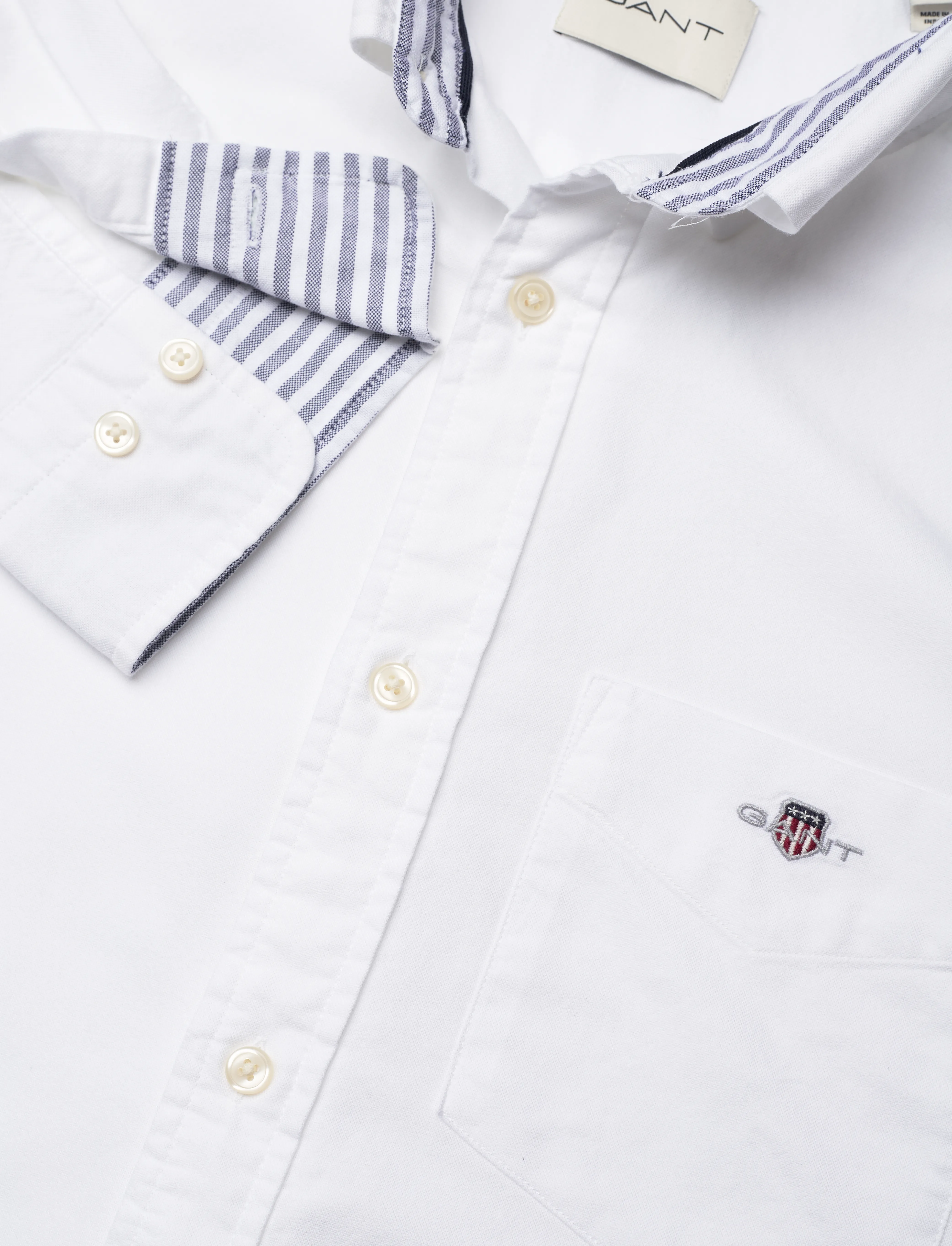 GANT - O1. HEATHER OXFORD CHECK REG BD - white - 5