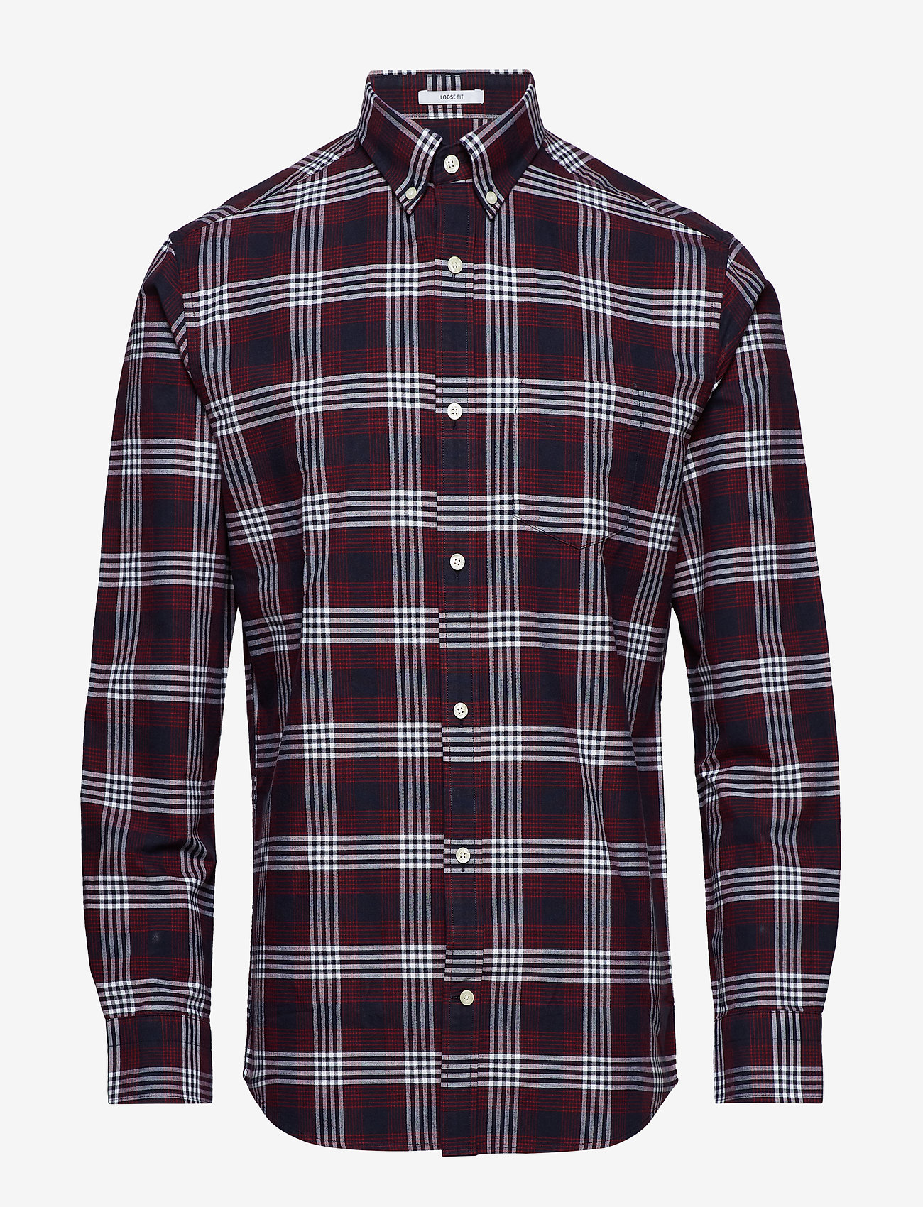 GANT - R2. HEAVY OXFORD CHECK REG BD - mahogny red - 0