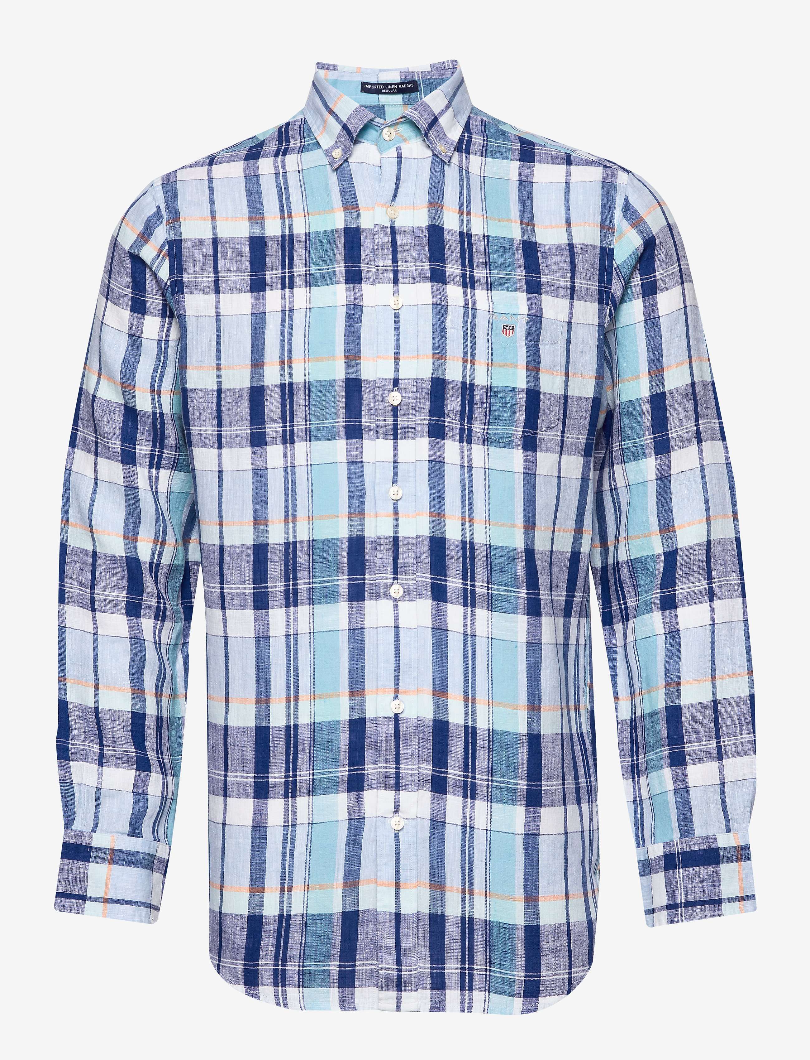GANT - O2. LINEN MADRAS REG BD - topaz blue - 0