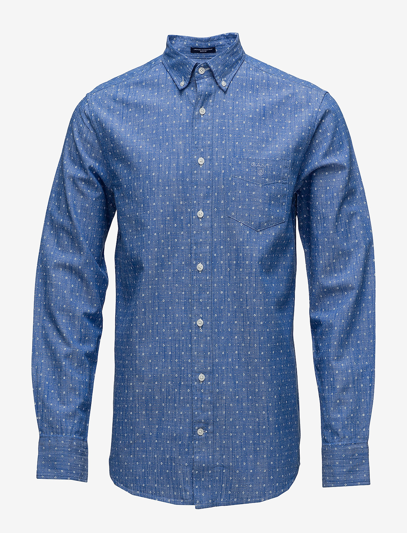 GANT - O2. LINEN MINI ROMBUS PRINT REG BD - pacific blue - 0