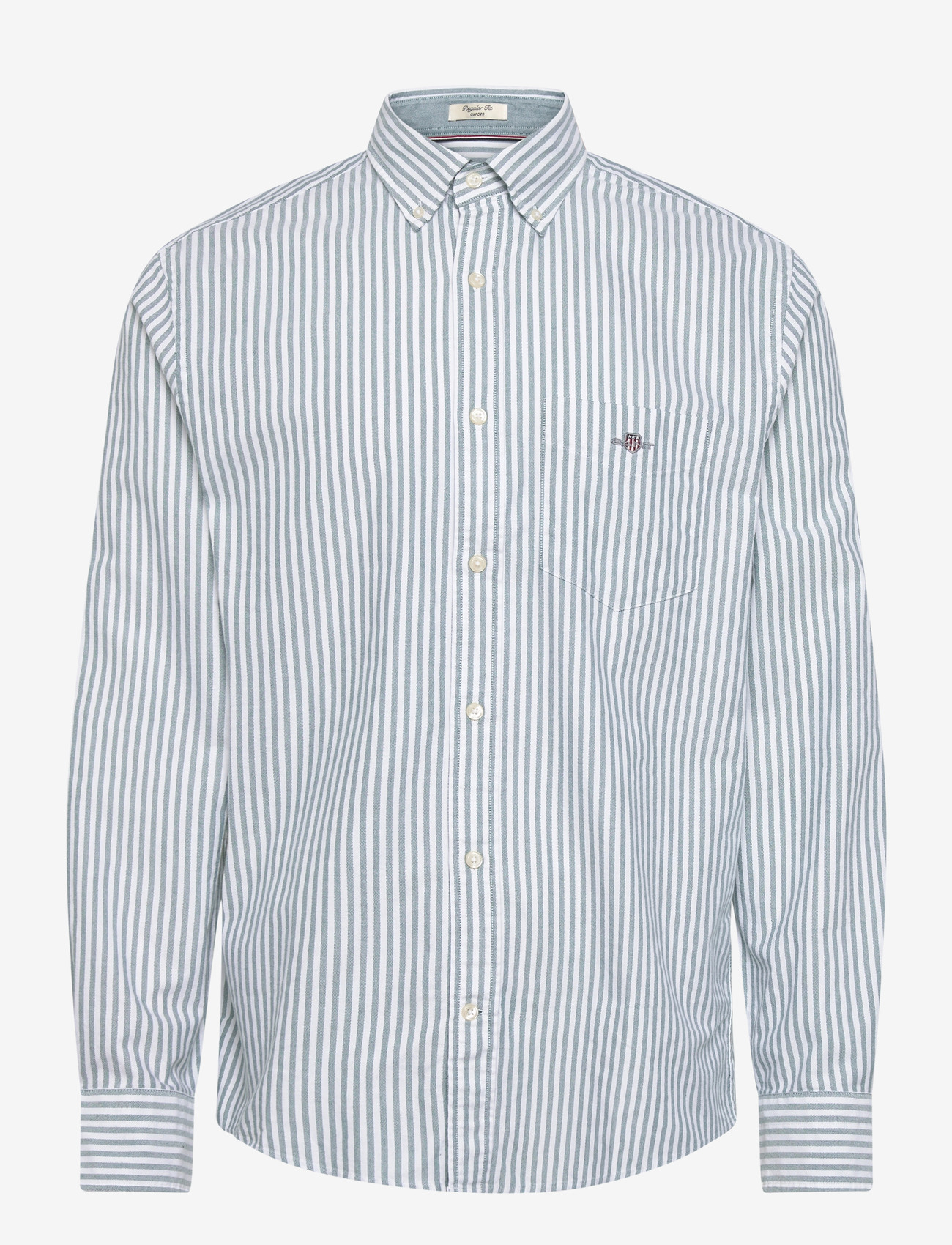 GANT - Regular Oxford Shirt - stribede skjorter - deep forest green - 0