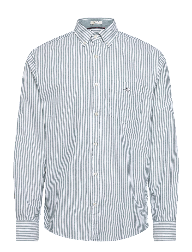 GANT - Regular Oxford Shirt - stribede skjorter - deep forest green - 0
