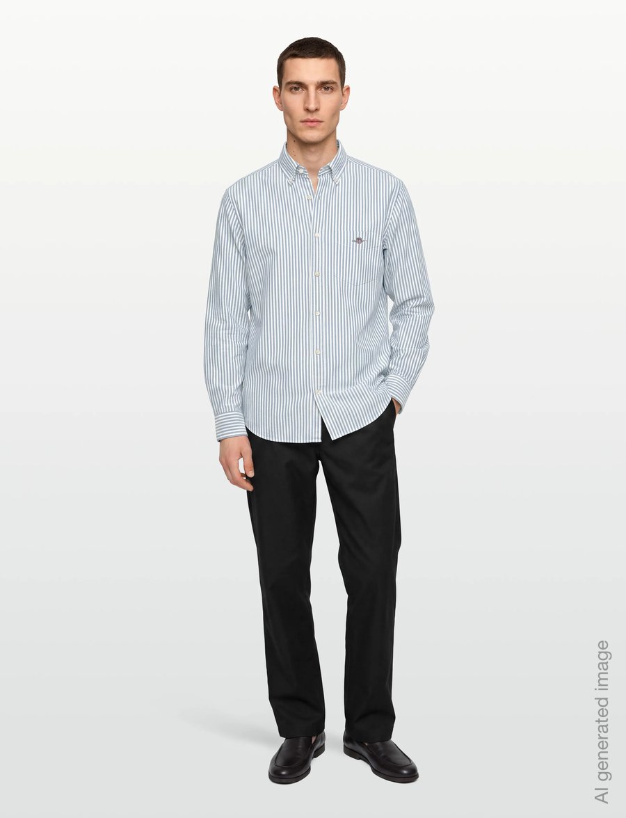 Gant - Regular Oxford Shirt - gestreifte hemden - deep forest green - 0