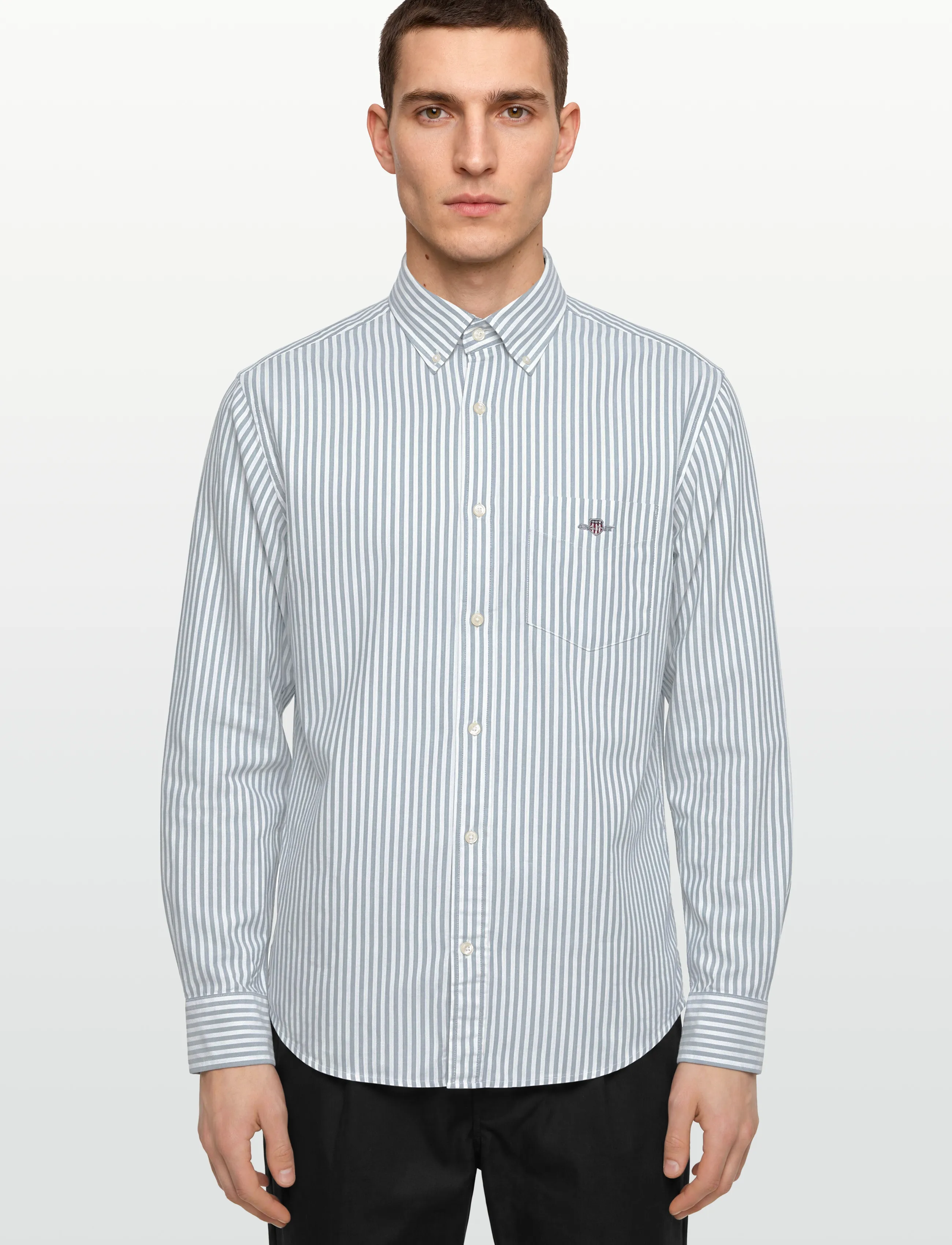 Gant - REG OXFORD STRIPE SHIRT - oxford skjorter - deep forest green - 3