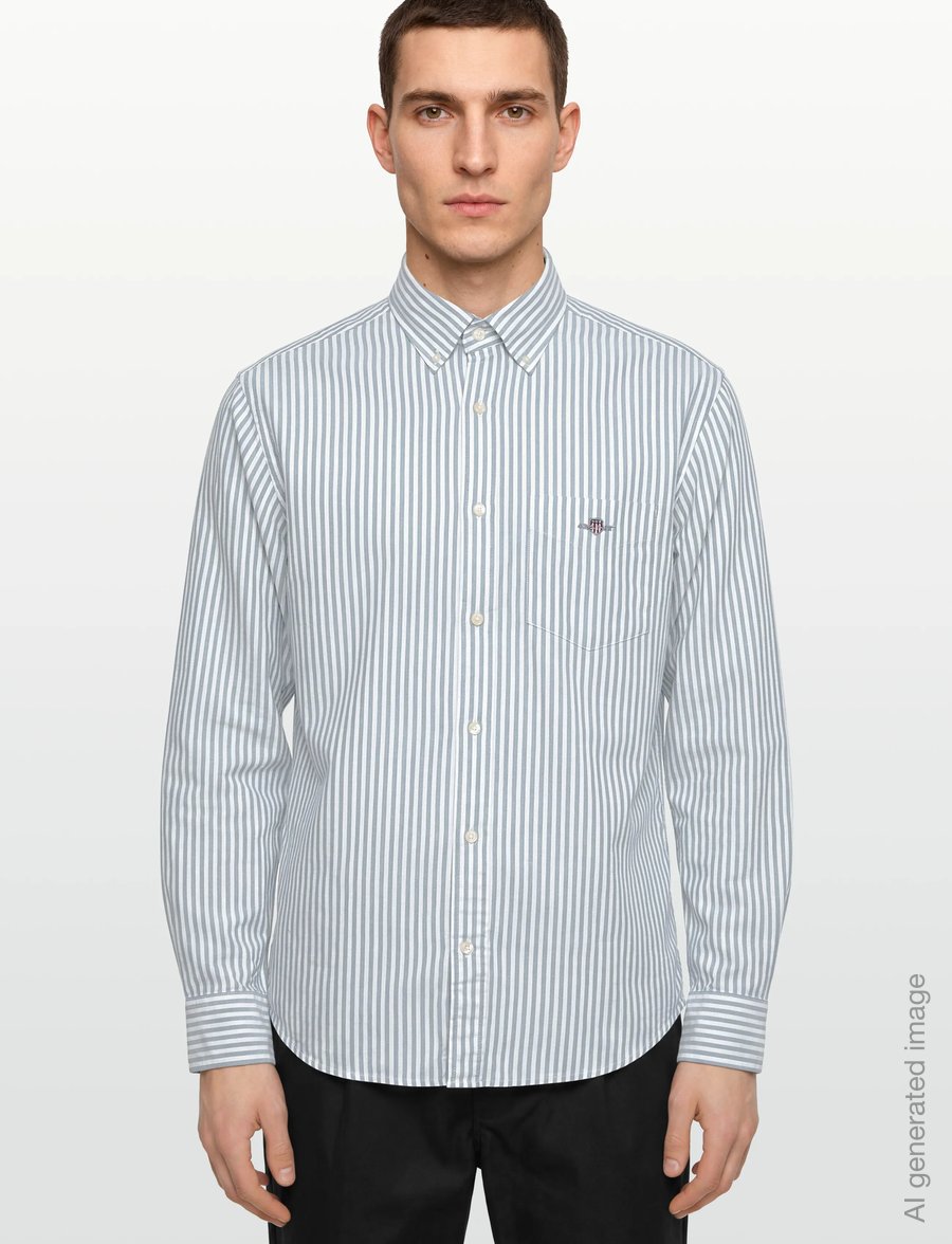 Gant - Regular Oxford Shirt - gestreifte hemden - deep forest green - 3