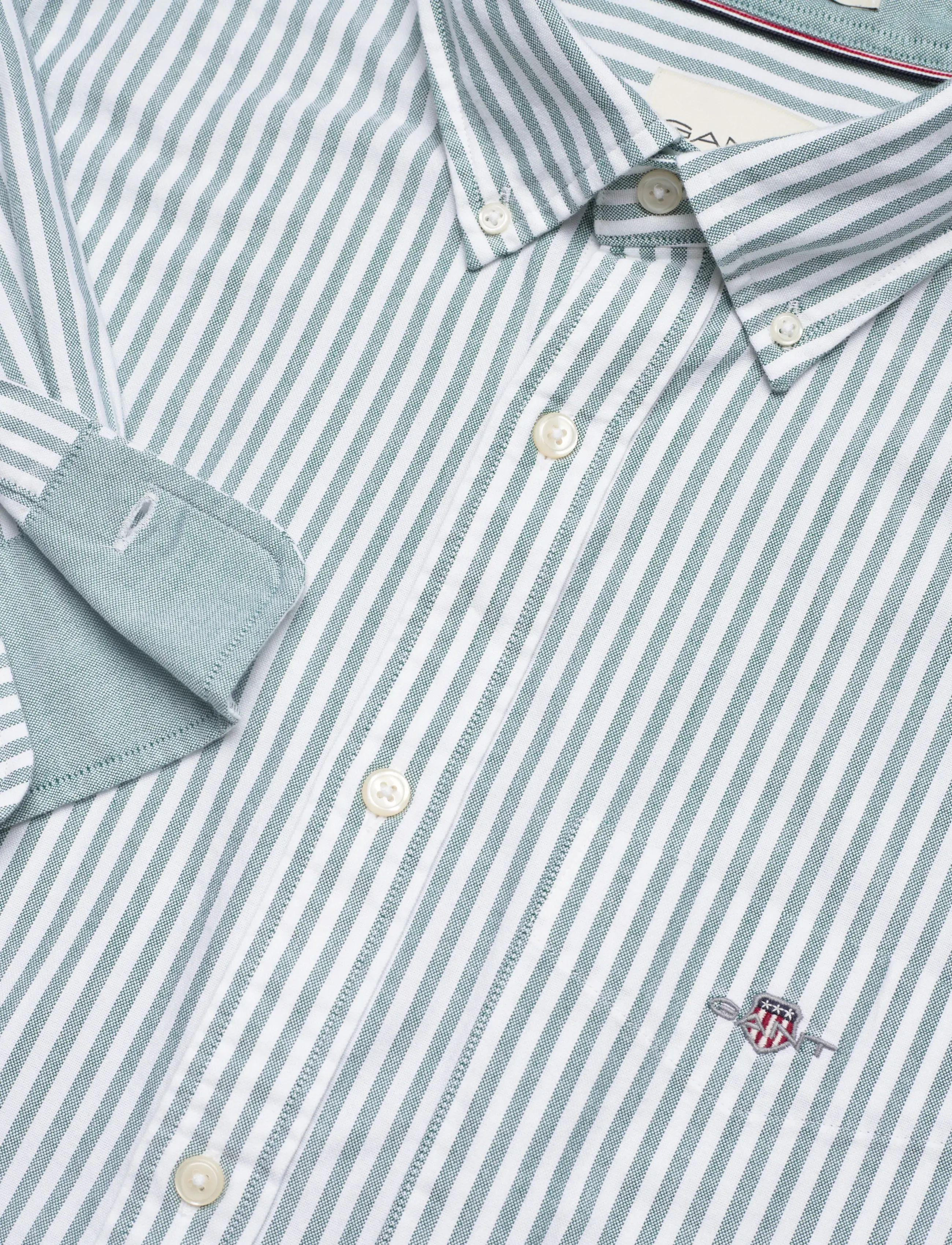 Gant - Regular Oxford Shirt - stribede skjorter - deep forest green - 3