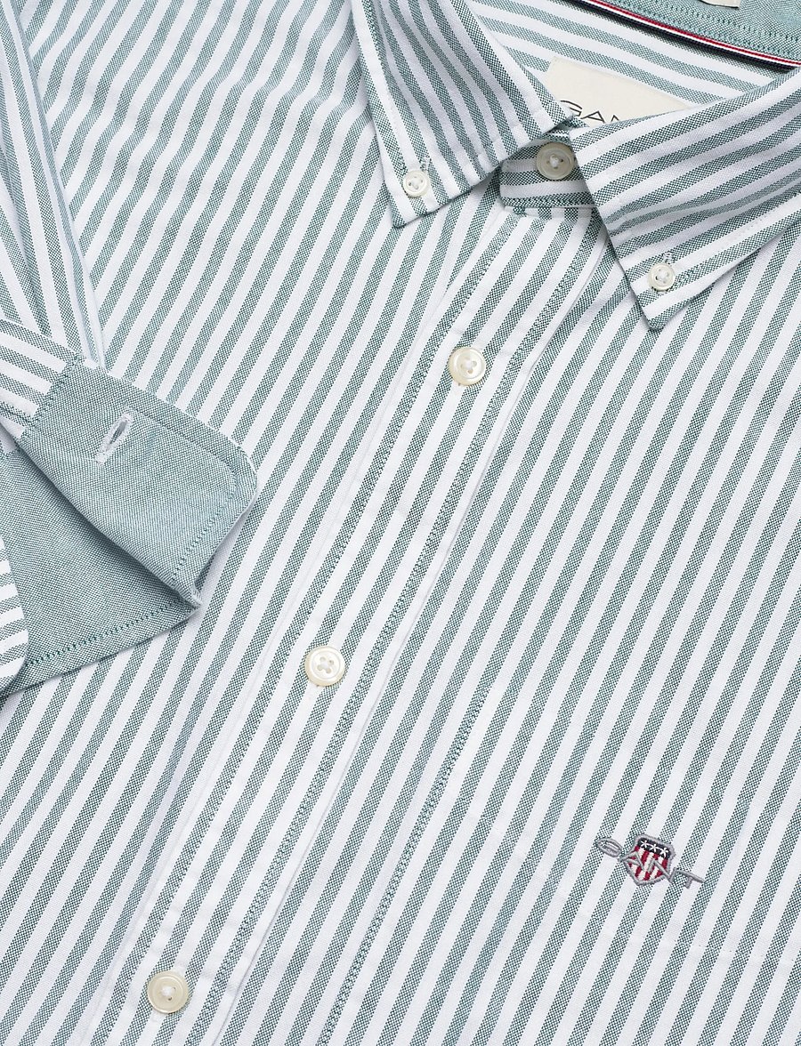 Gant - Regular Oxford Shirt - gestreifte hemden - deep forest green - 3