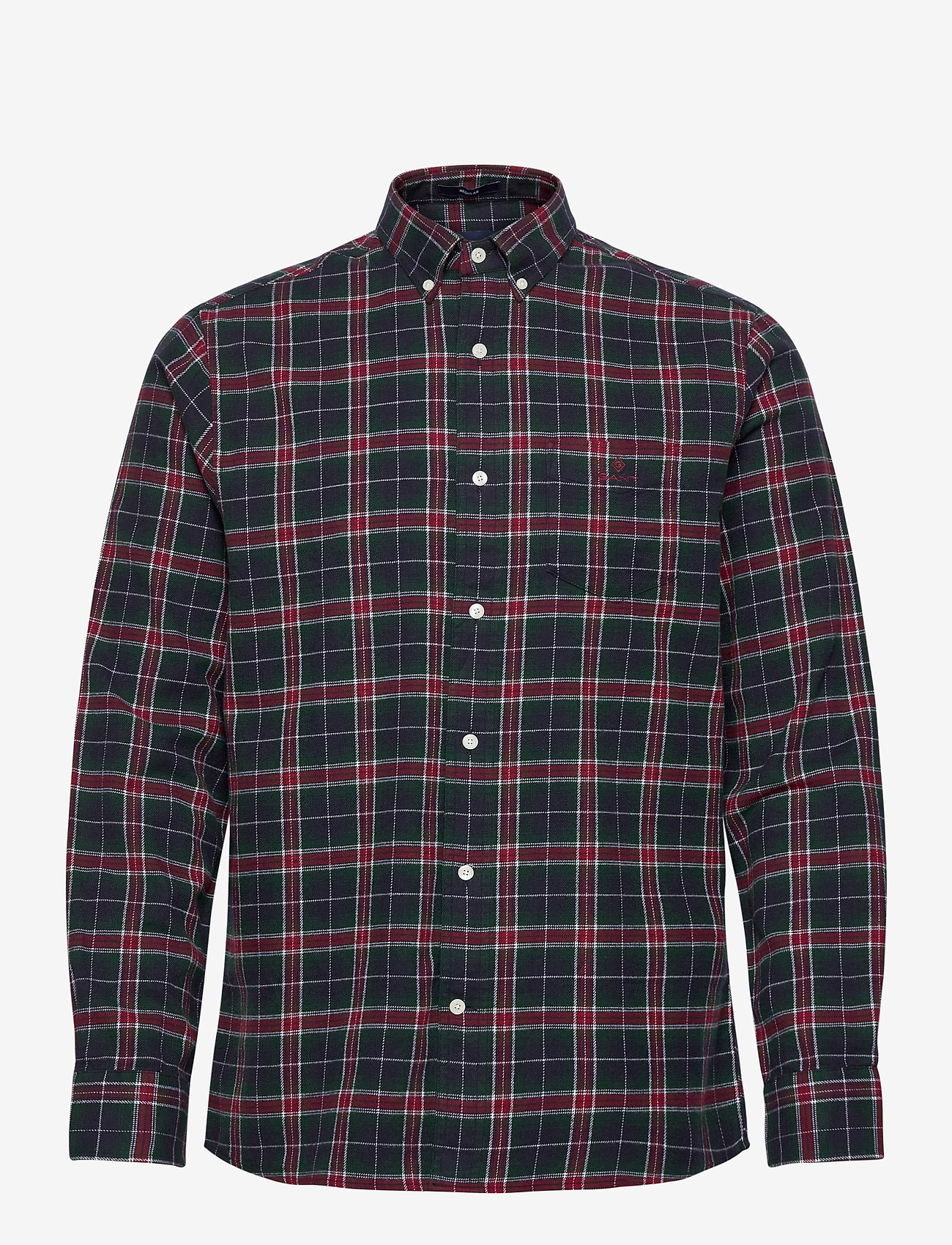 GANT - D2. FLANNEL CHECK REG BD - mahogny red - 0