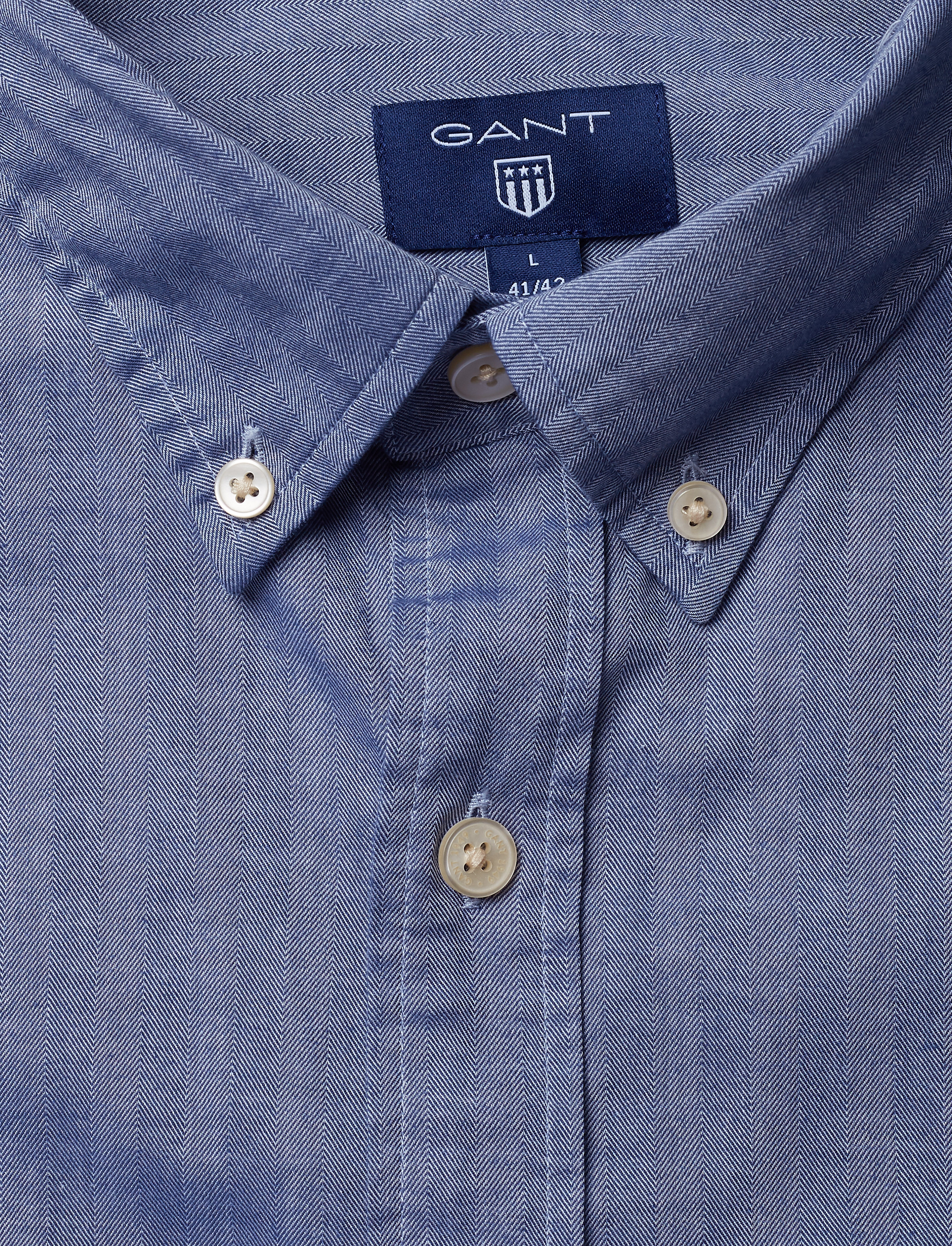 GANT - O2. HERRINGBONE SOLID REG BD - persian blue - 2