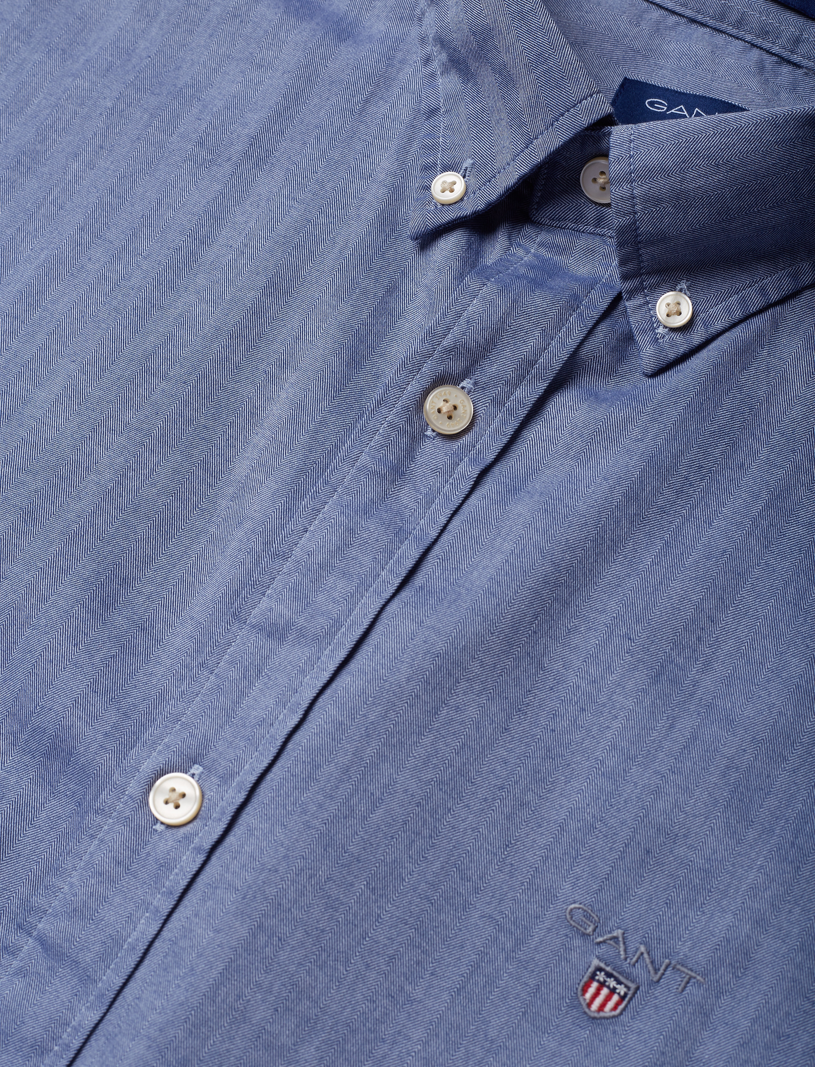 GANT - O2. HERRINGBONE SOLID REG BD - persian blue - 3