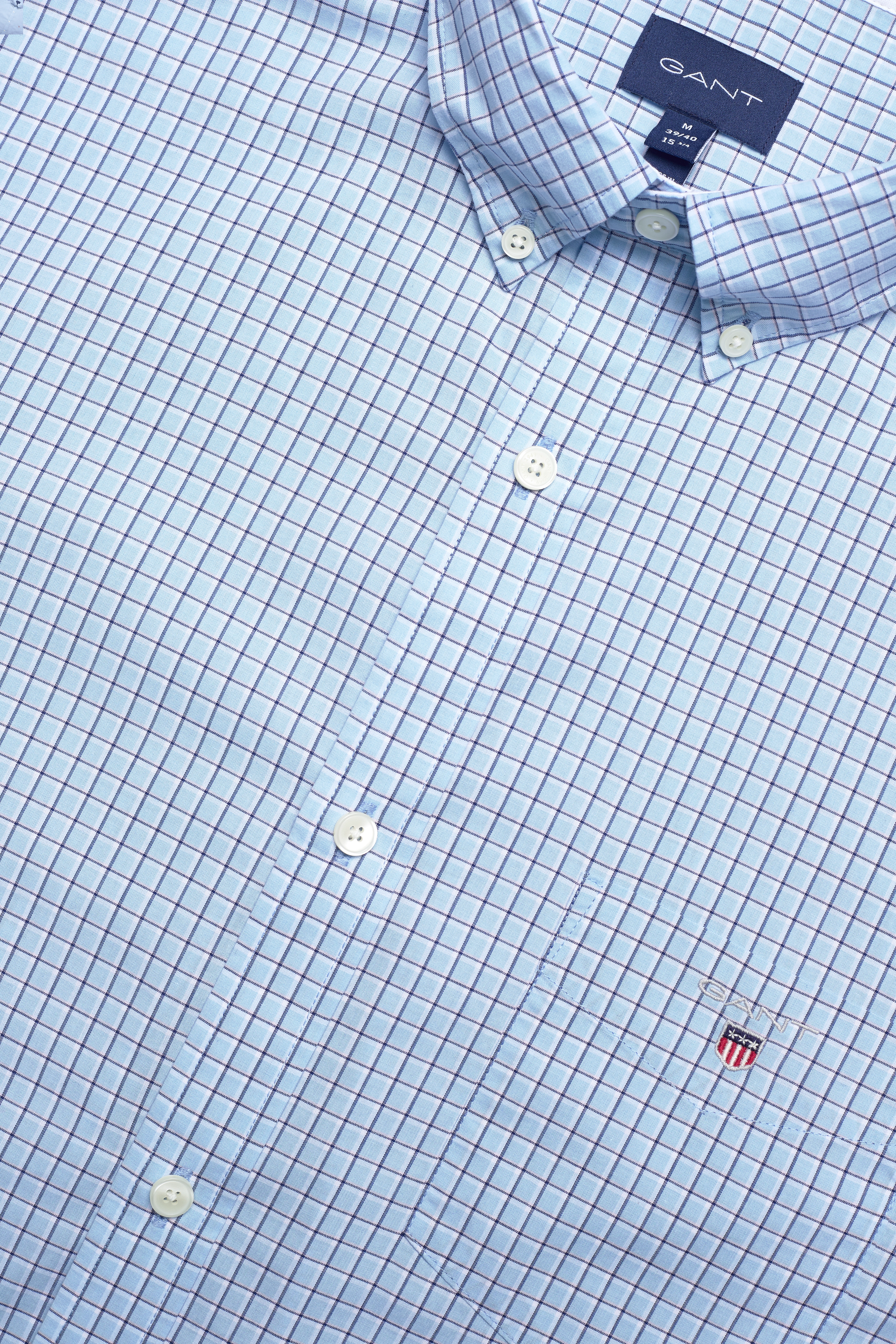 GANT - D1. REG MINI CHECK POPLIN BD - capri blue - 3
