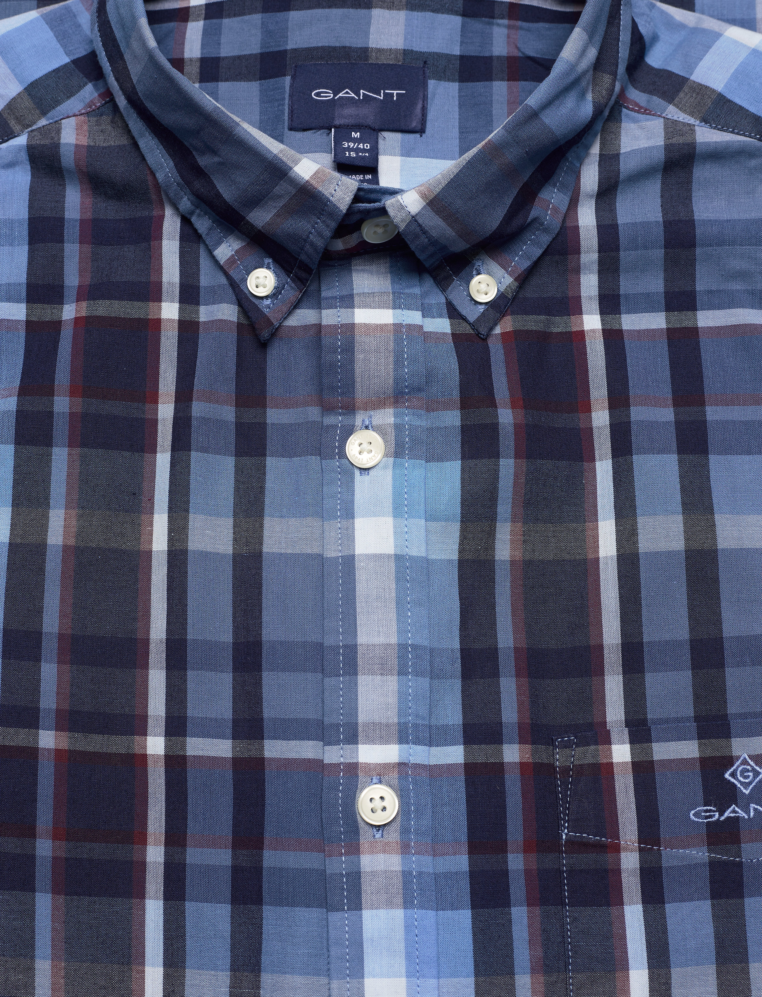 GANT - D1. TP INDIGO MADRAS REG BD - pacific blue - 2