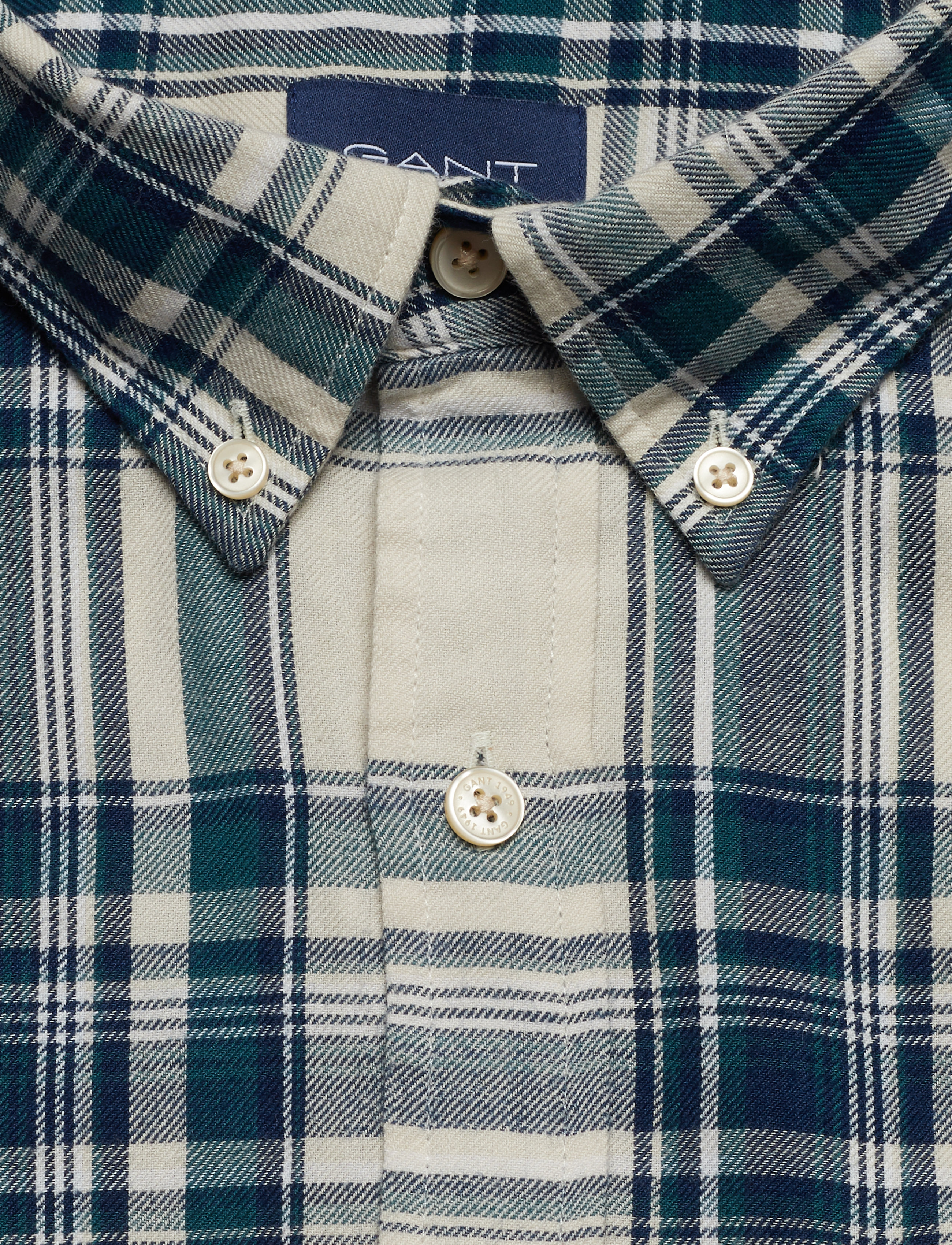 GANT - D2. WB FLANNEL INDIGO REG BD - putty - 2