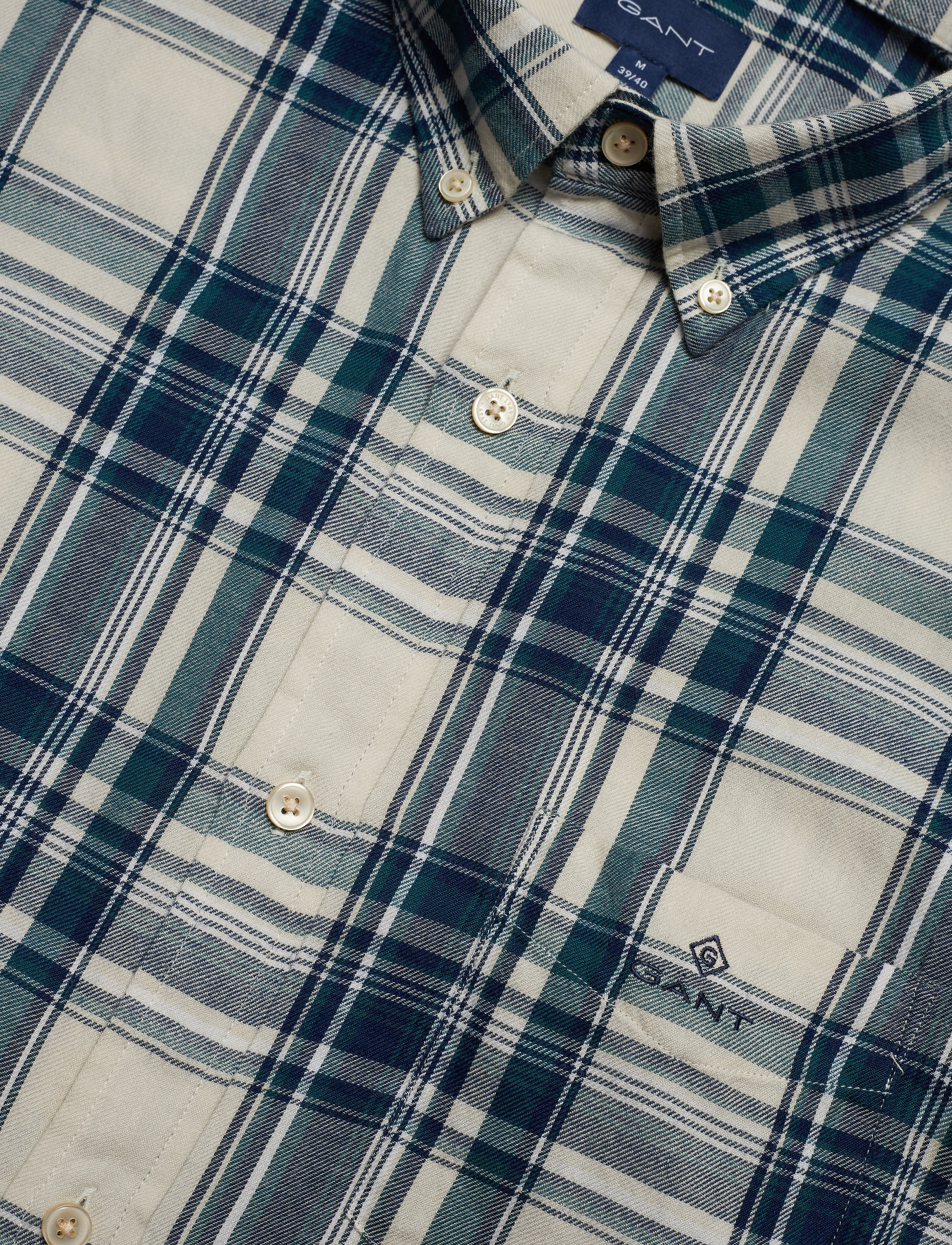 GANT - D2. WB FLANNEL INDIGO REG BD - putty - 3