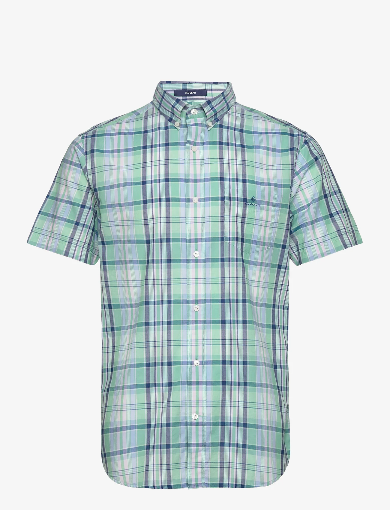 GANT - D1. REG COLORFUL CHECK SS BD - ternede skjorter - absinthe green - 0