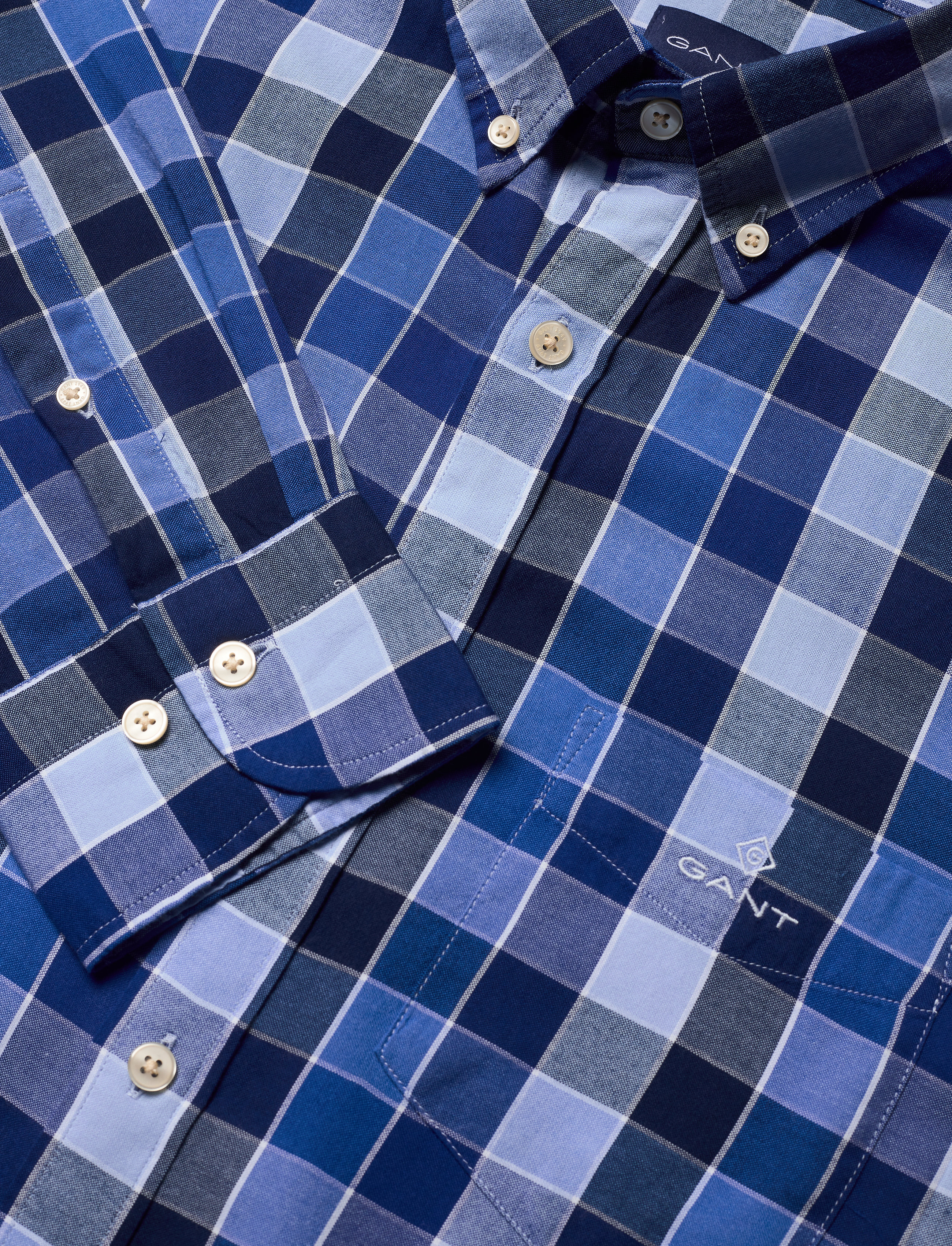 GANT - D1. WINDBLOWN OXFORD CHECK REG BD - nautical blue - 3