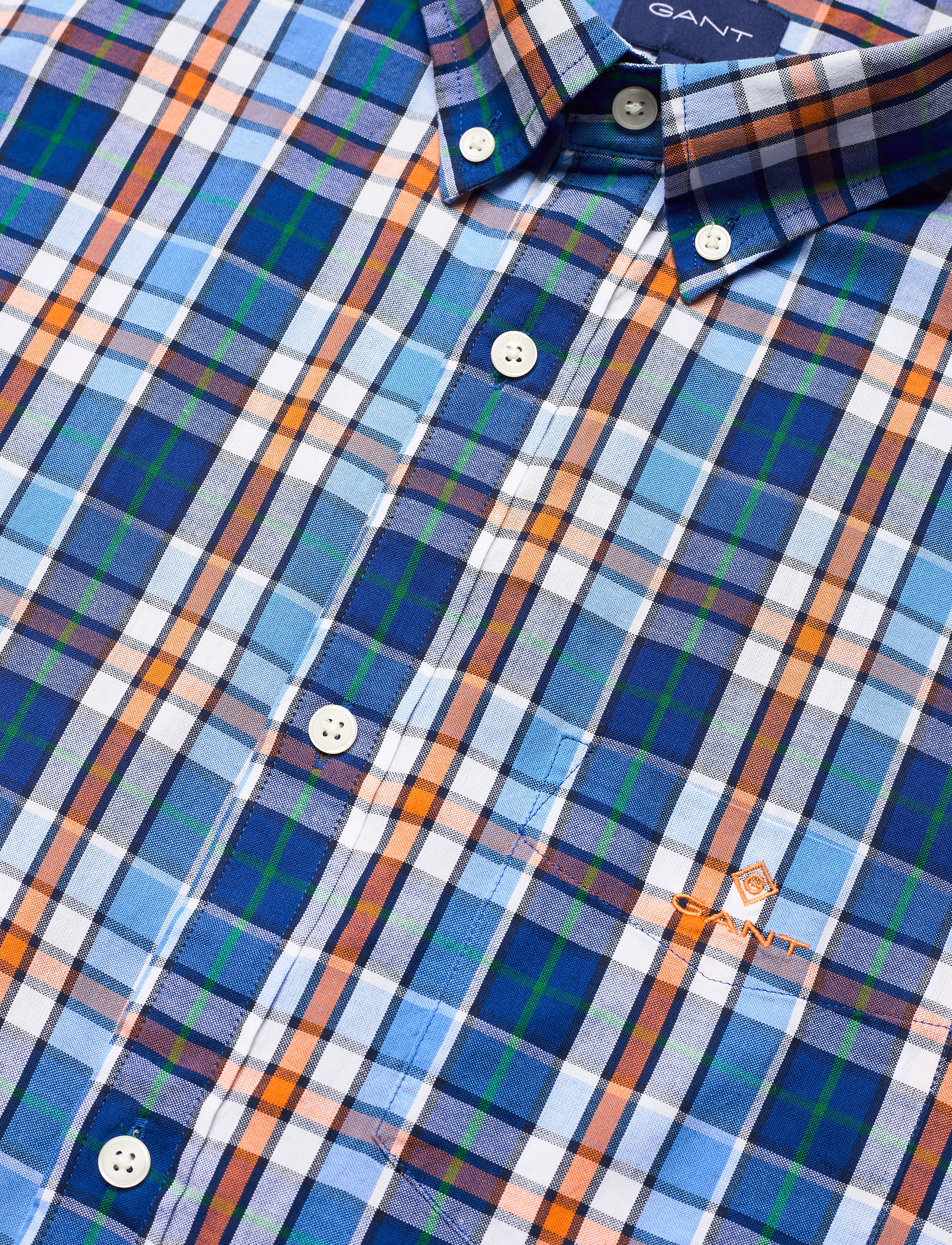 GANT - D1. WINDBLOWN OXFORD CHECK REG BD - pacific blue - 3