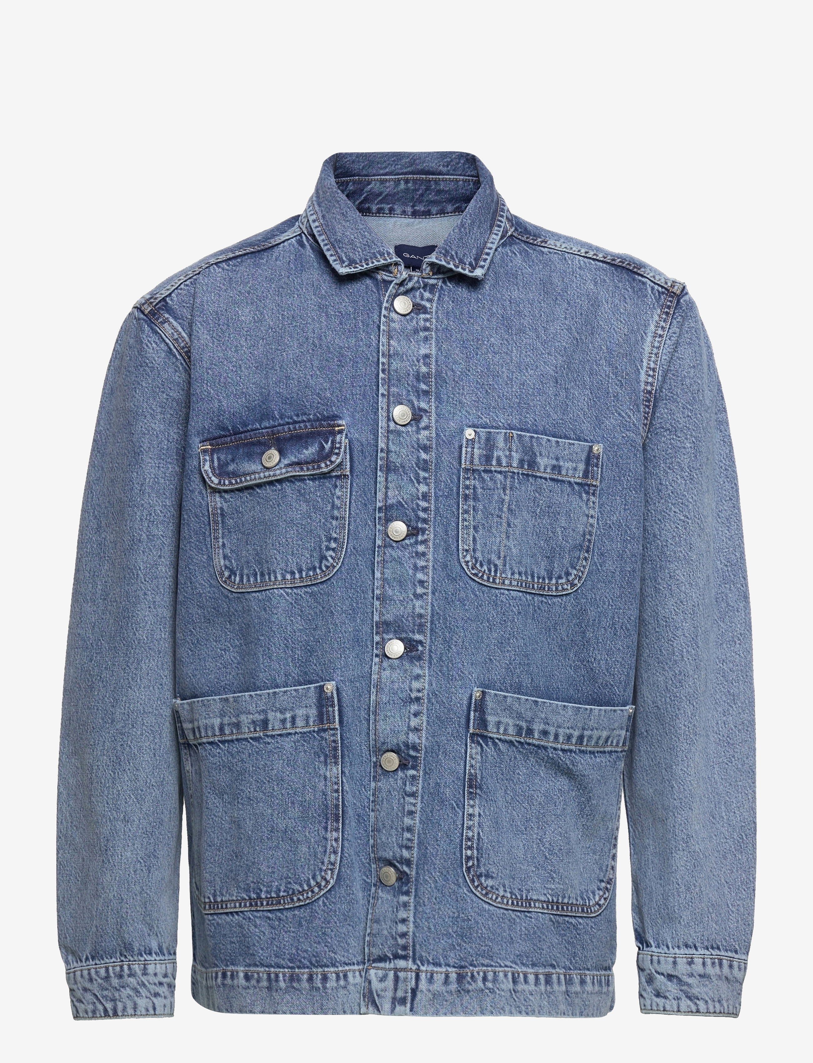 GANT - D2. DENIM OVERSHIRT TOWN - light blue broken in - 0