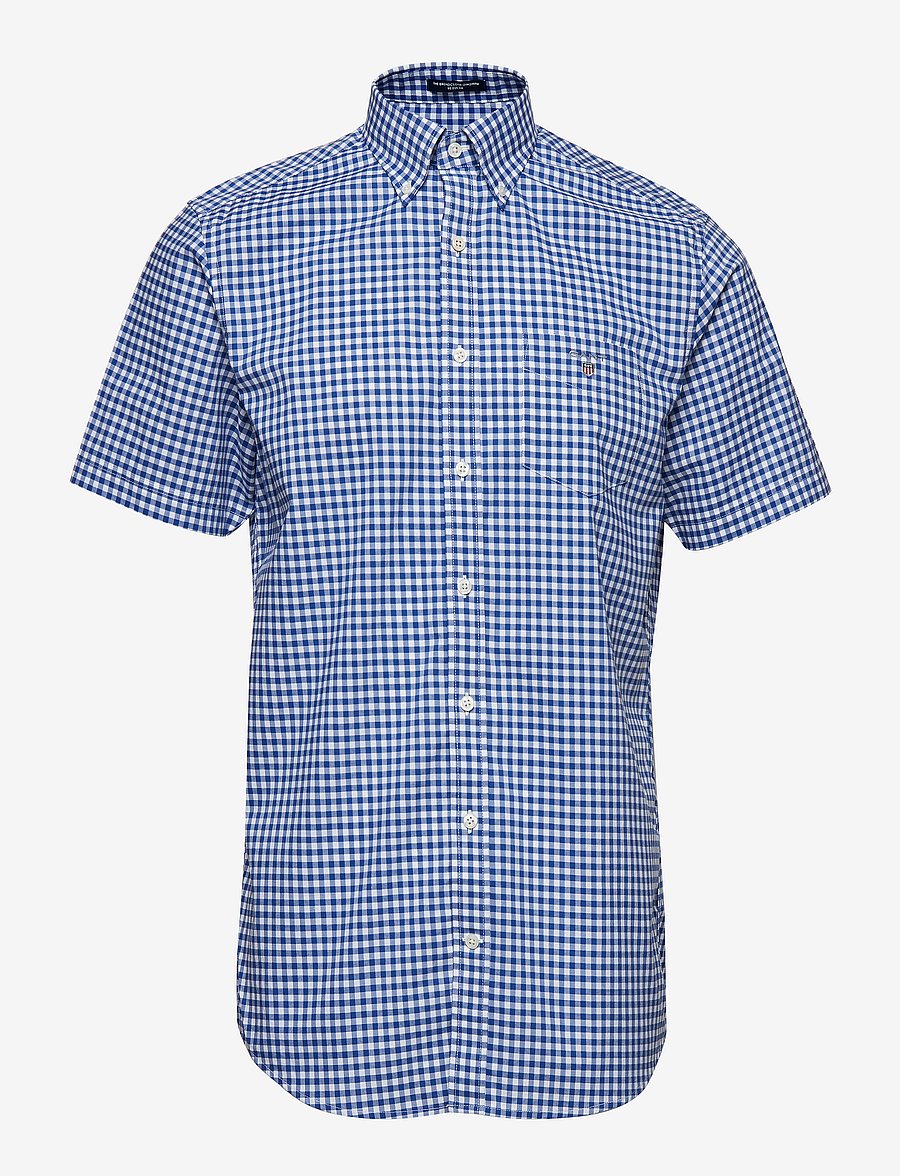 GANT - REG BROADCLOTH GINGHAM SS BD - college blue - 0