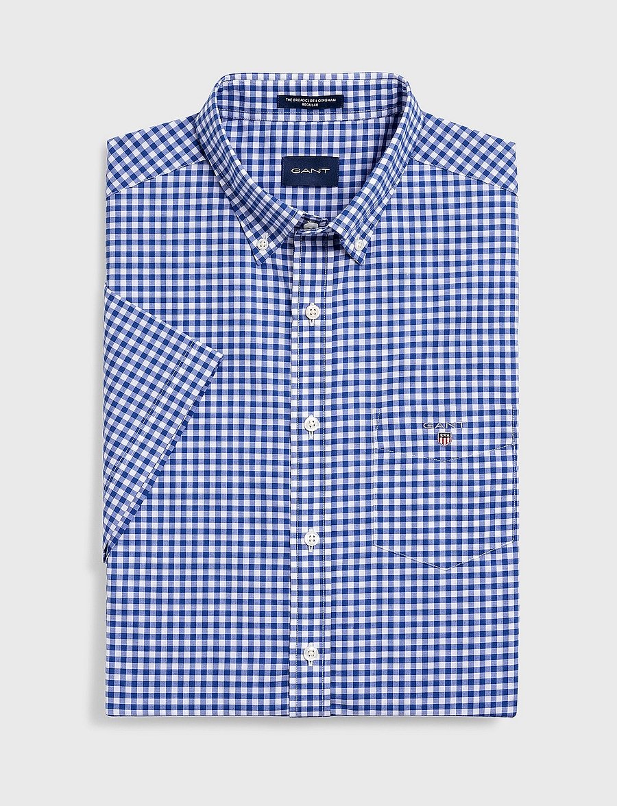 GANT - REG BROADCLOTH GINGHAM SS BD - college blue - 3
