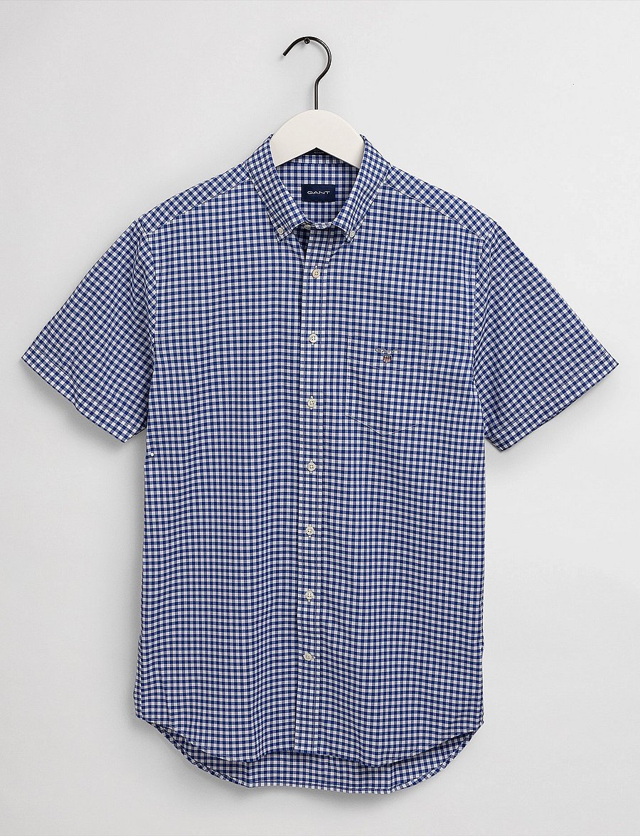 GANT - REG BROADCLOTH GINGHAM SS BD - college blue - 4