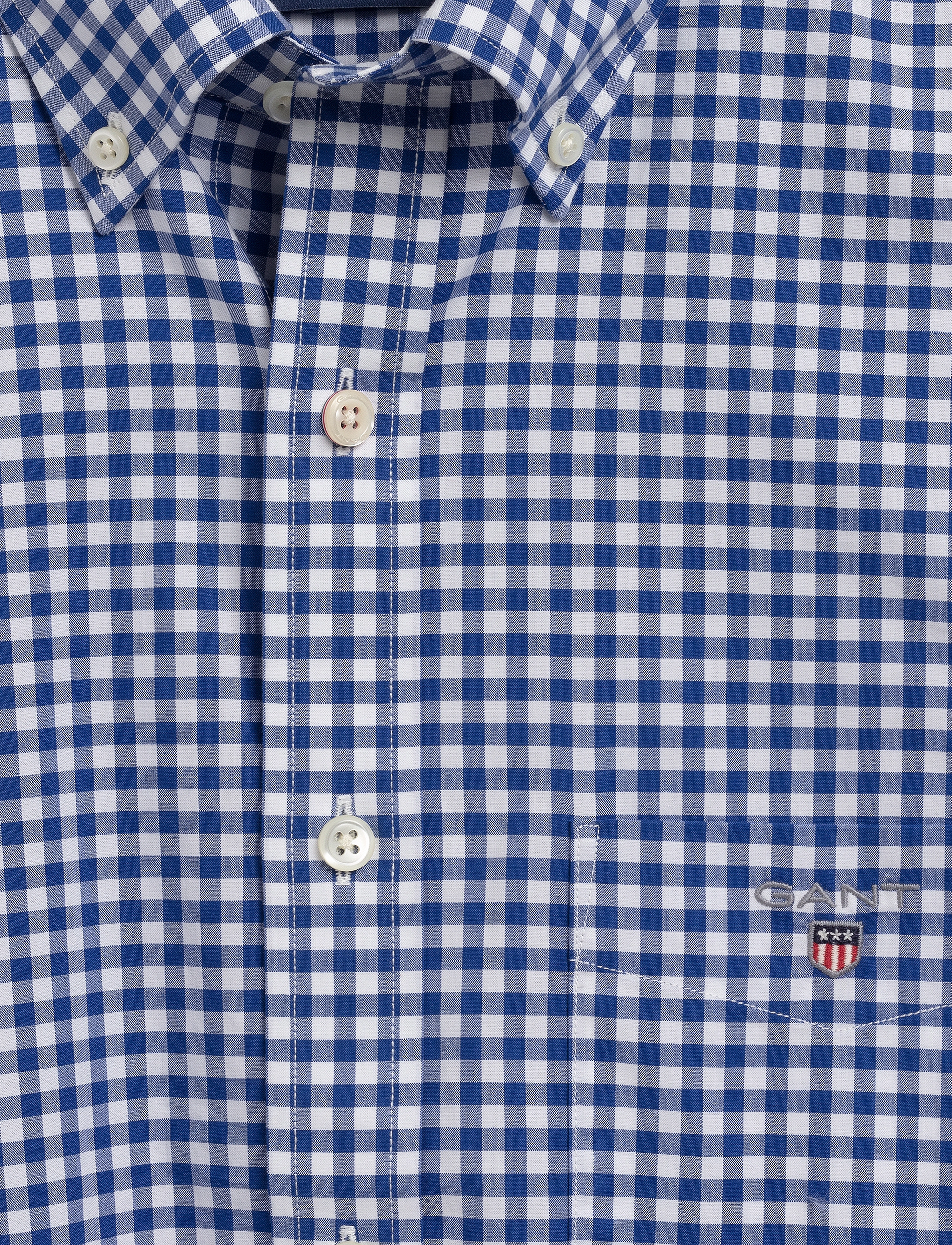 GANT - REG BROADCLOTH GINGHAM SS BD - college blue - 5
