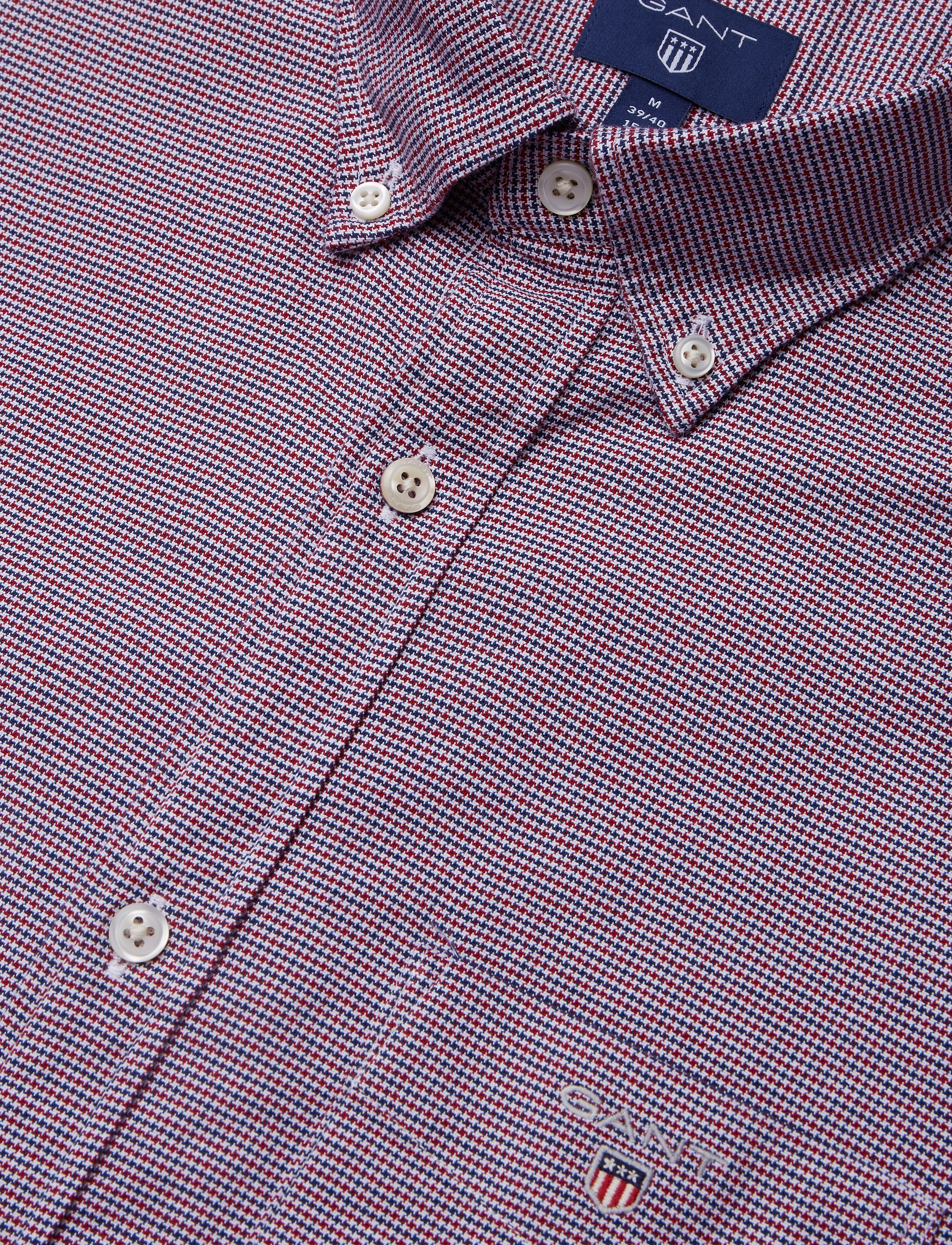 GANT - THE OXFORD HOUNDSTOOTH REG BD - mahogny red - 3