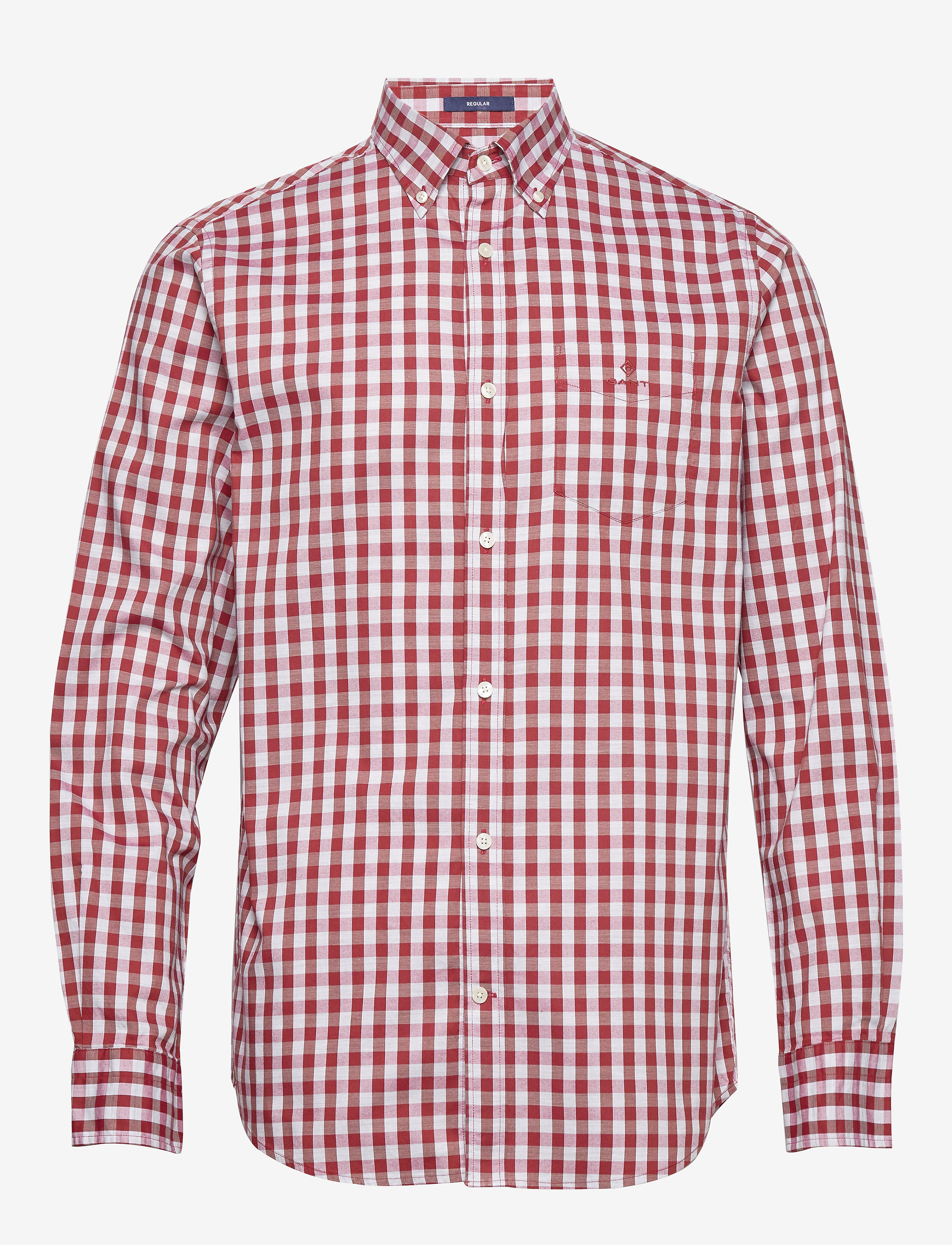 GANT - D1. HEATHER OXFORD GINGHAM REG BD - mahogny red - 0