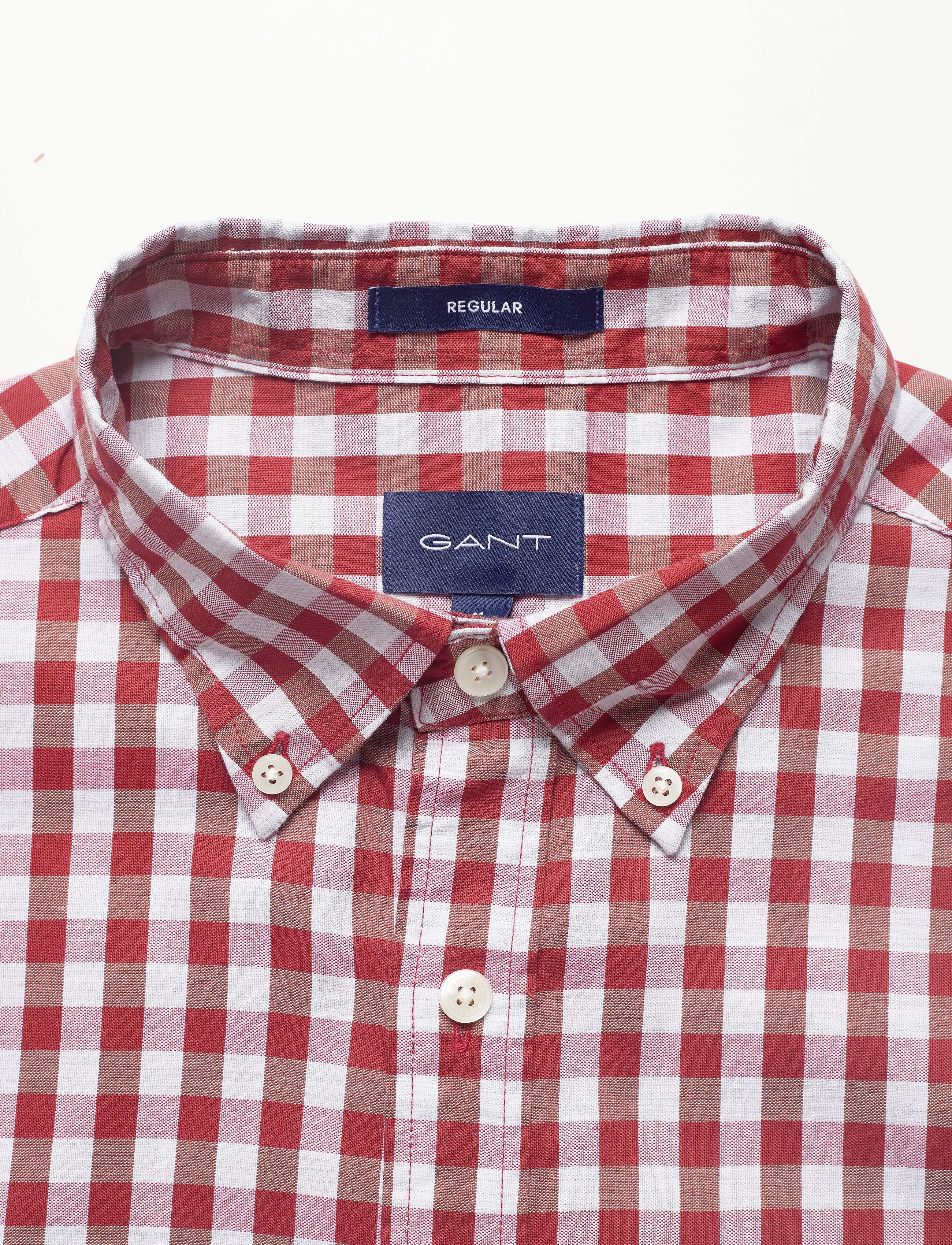 GANT - D1. HEATHER OXFORD GINGHAM REG BD - mahogny red - 2