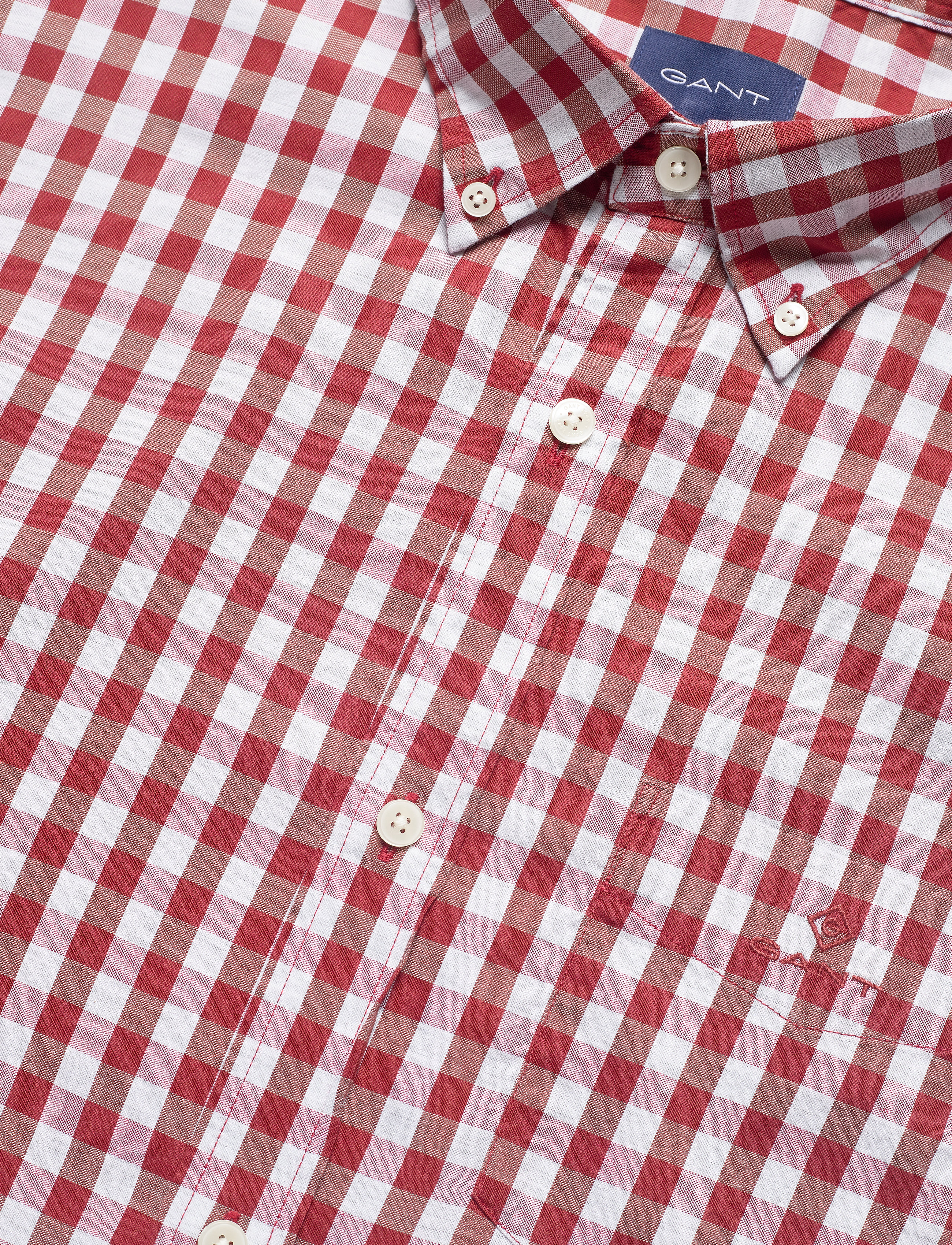GANT - D1. HEATHER OXFORD GINGHAM REG BD - mahogny red - 3