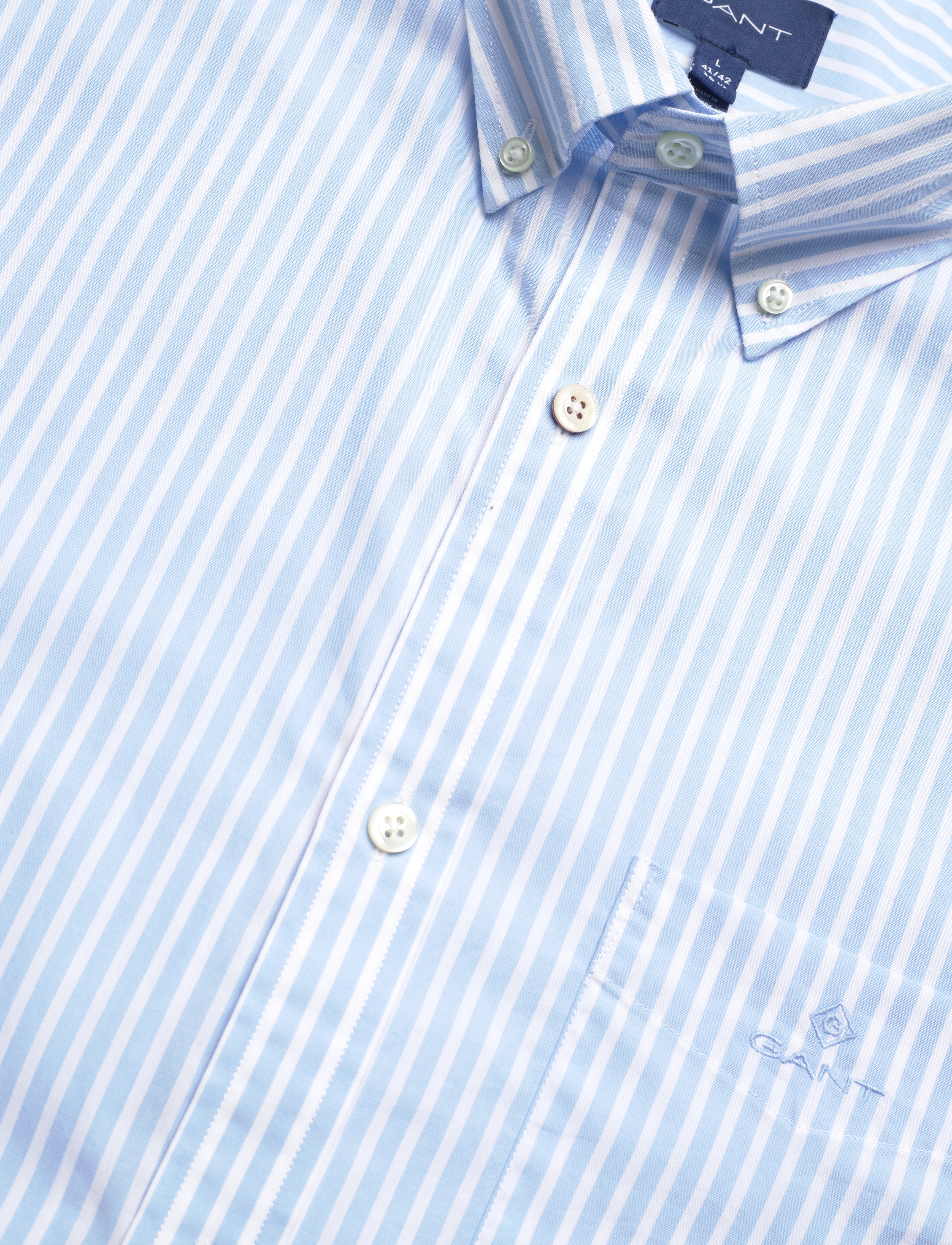 GANT - REG BROADCLOTH STRIPE BD SS - capri blue - 3