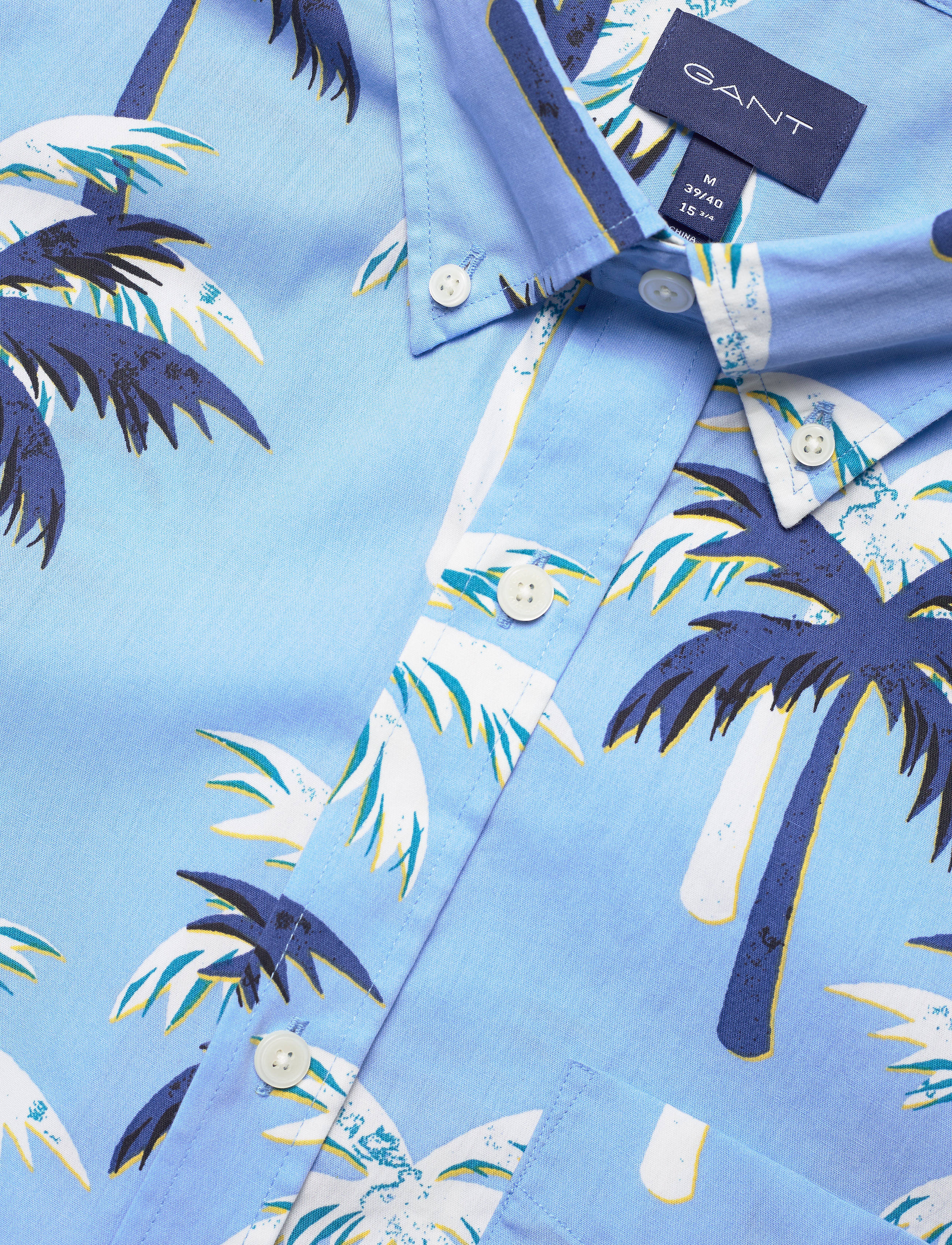 GANT - D1. BC PALM PRINT REG BD SS - blue bell - 3