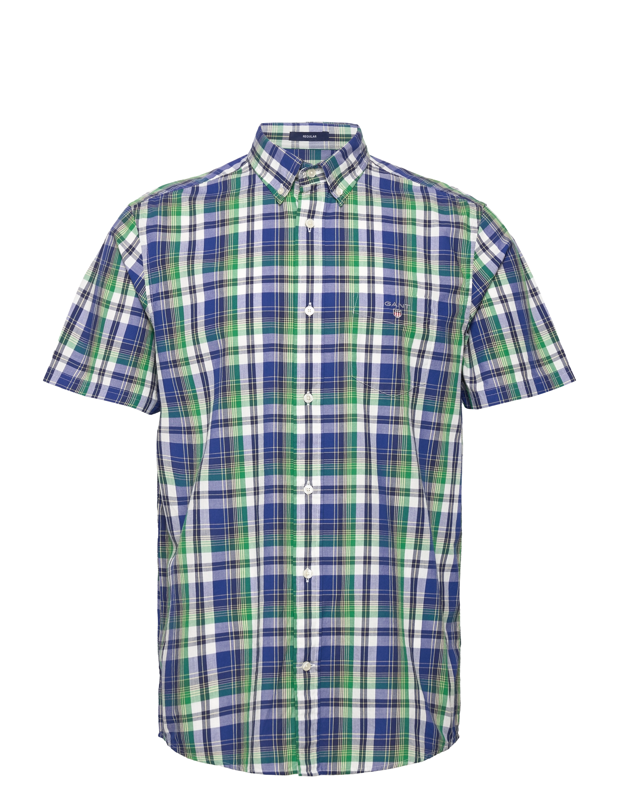 D2. REG WASHED POPLIN CHECK SS BD - LAVISH GREEN