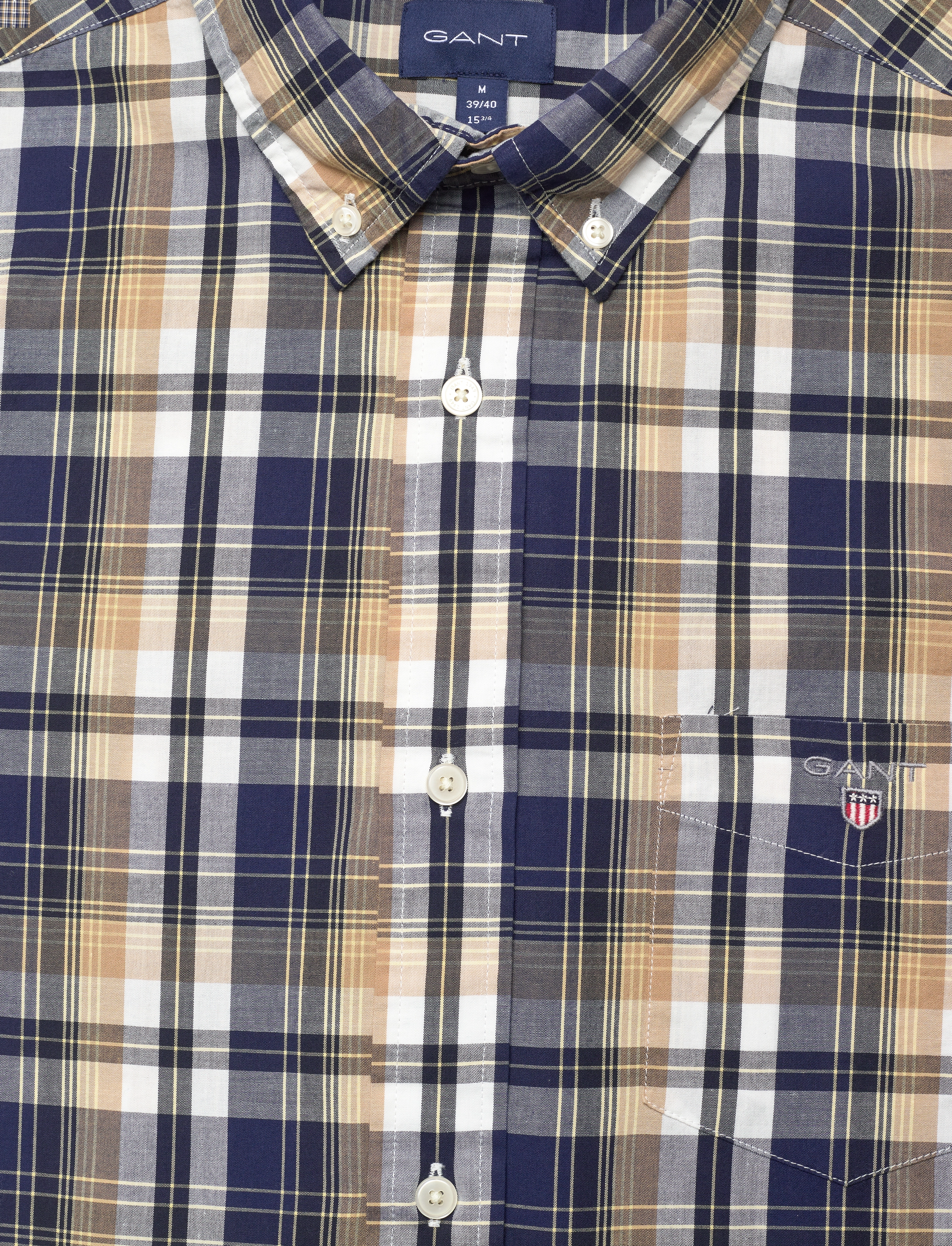 GANT - D2. REG WASHED POPLIN CHECK BD - hazelwood beige - 2