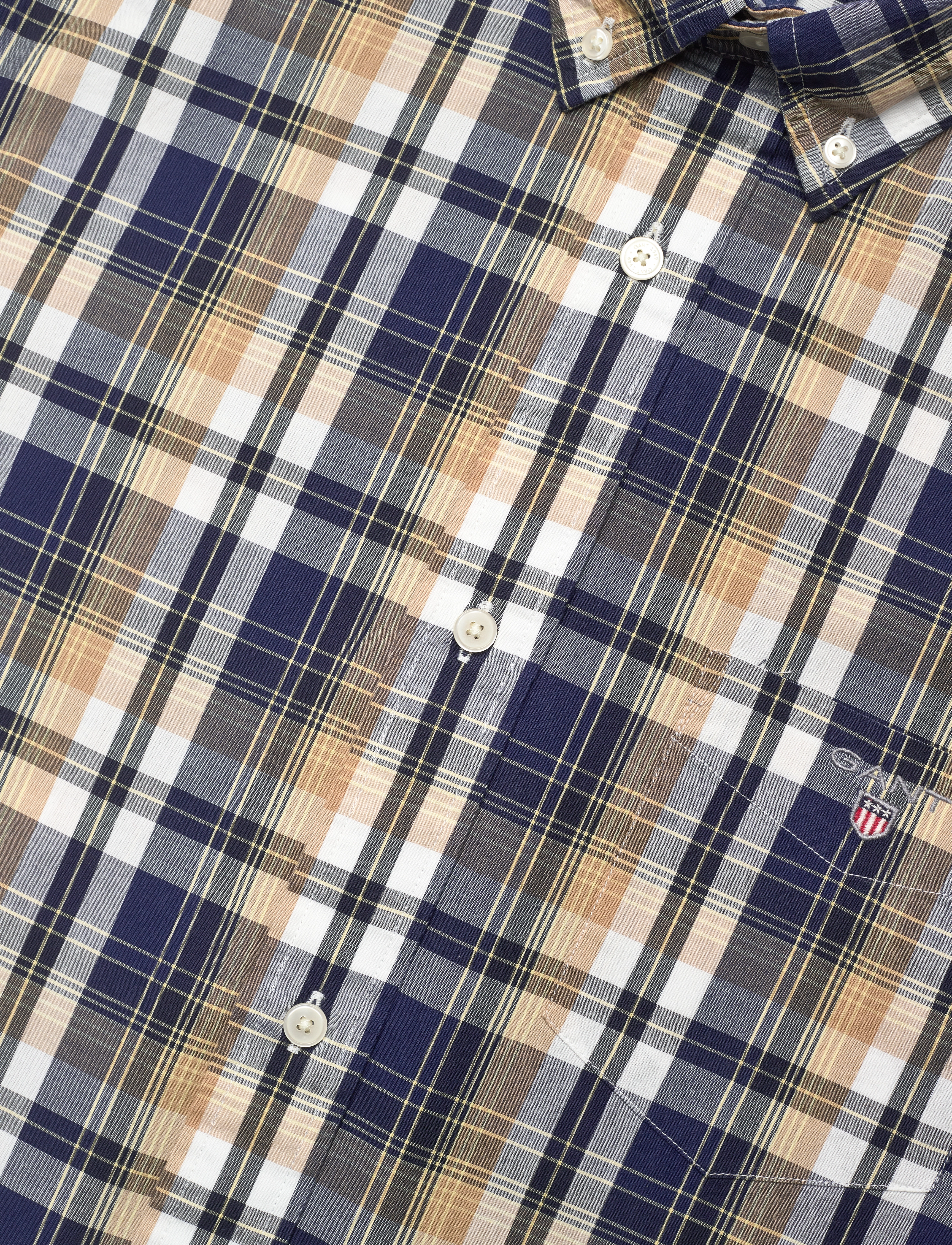 GANT - D2. REG WASHED POPLIN CHECK BD - hazelwood beige - 3