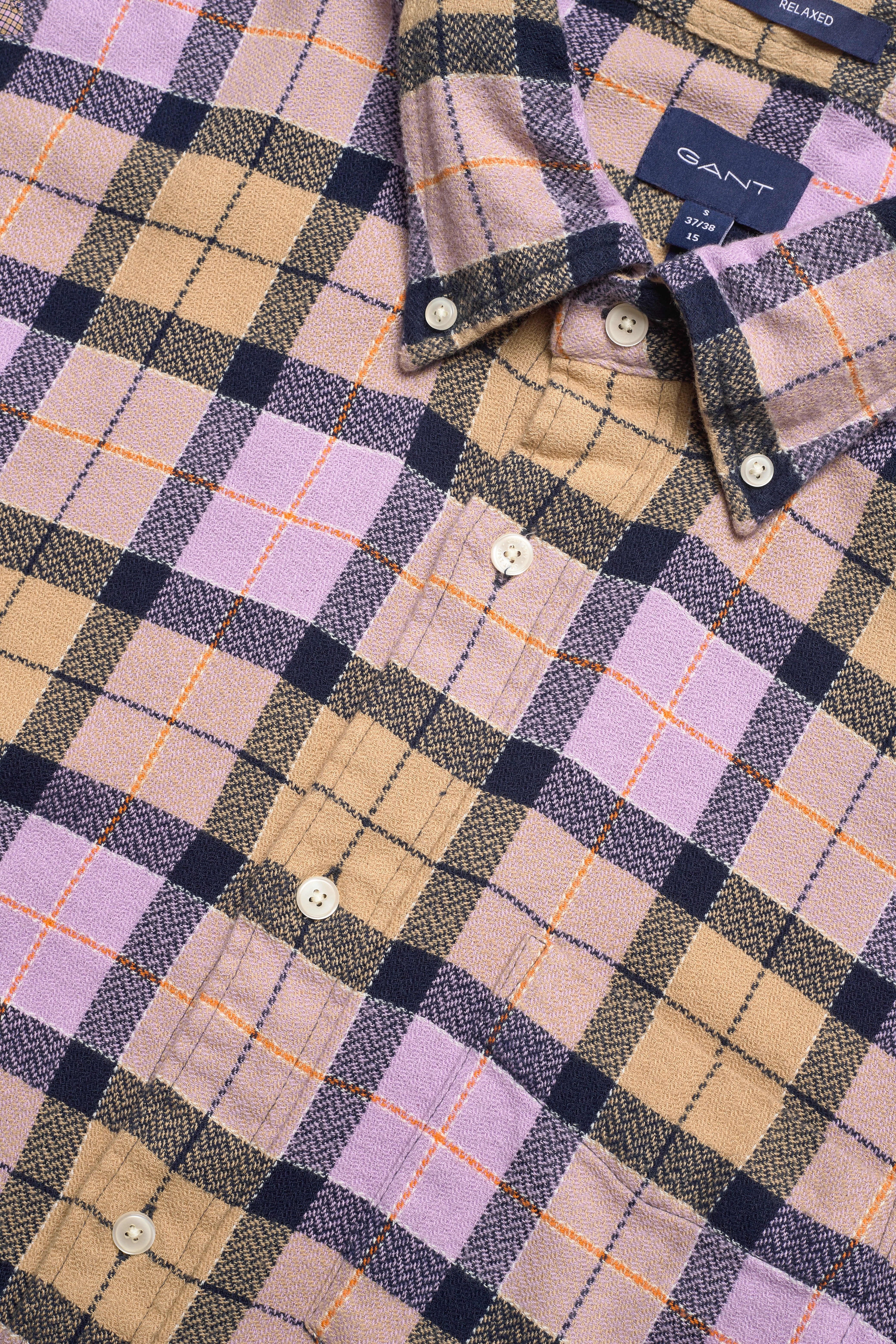 GANT - D2. REL TEXTURE CHECK SHIRT BD - orchid lilac - 3